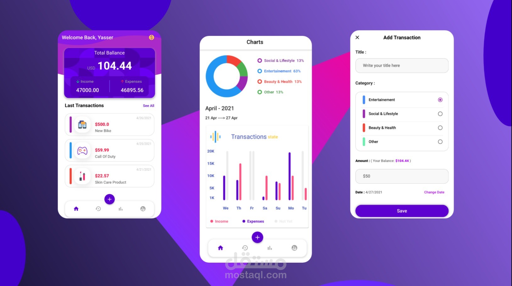 تطبيق لمتابعة النفقات و المعاملات المالية iBank