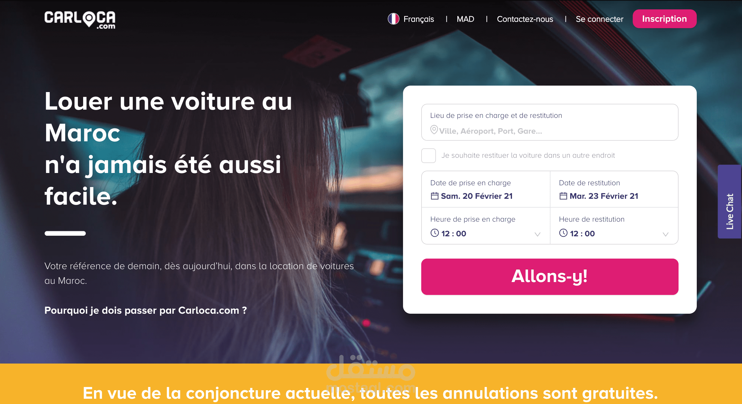 Réservation en ligne des voitures