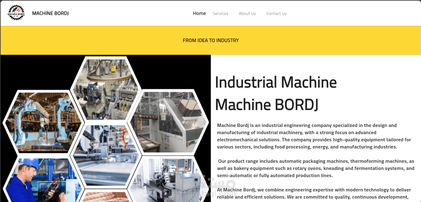 تصميم و تطوير كامل لموقع شركة الات صناعية machinebordj