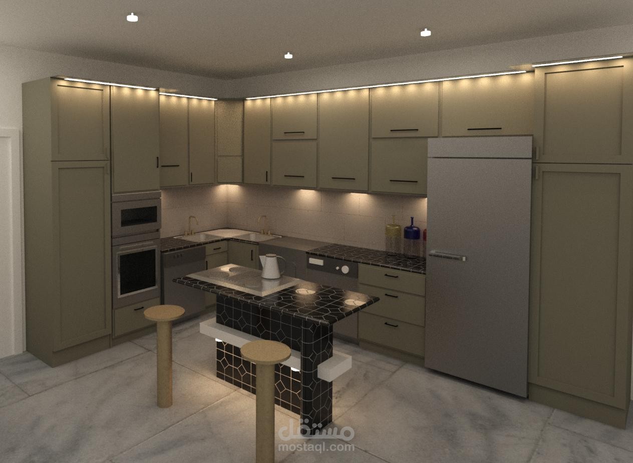 تصميم مطبخ لشقة في سوريا
