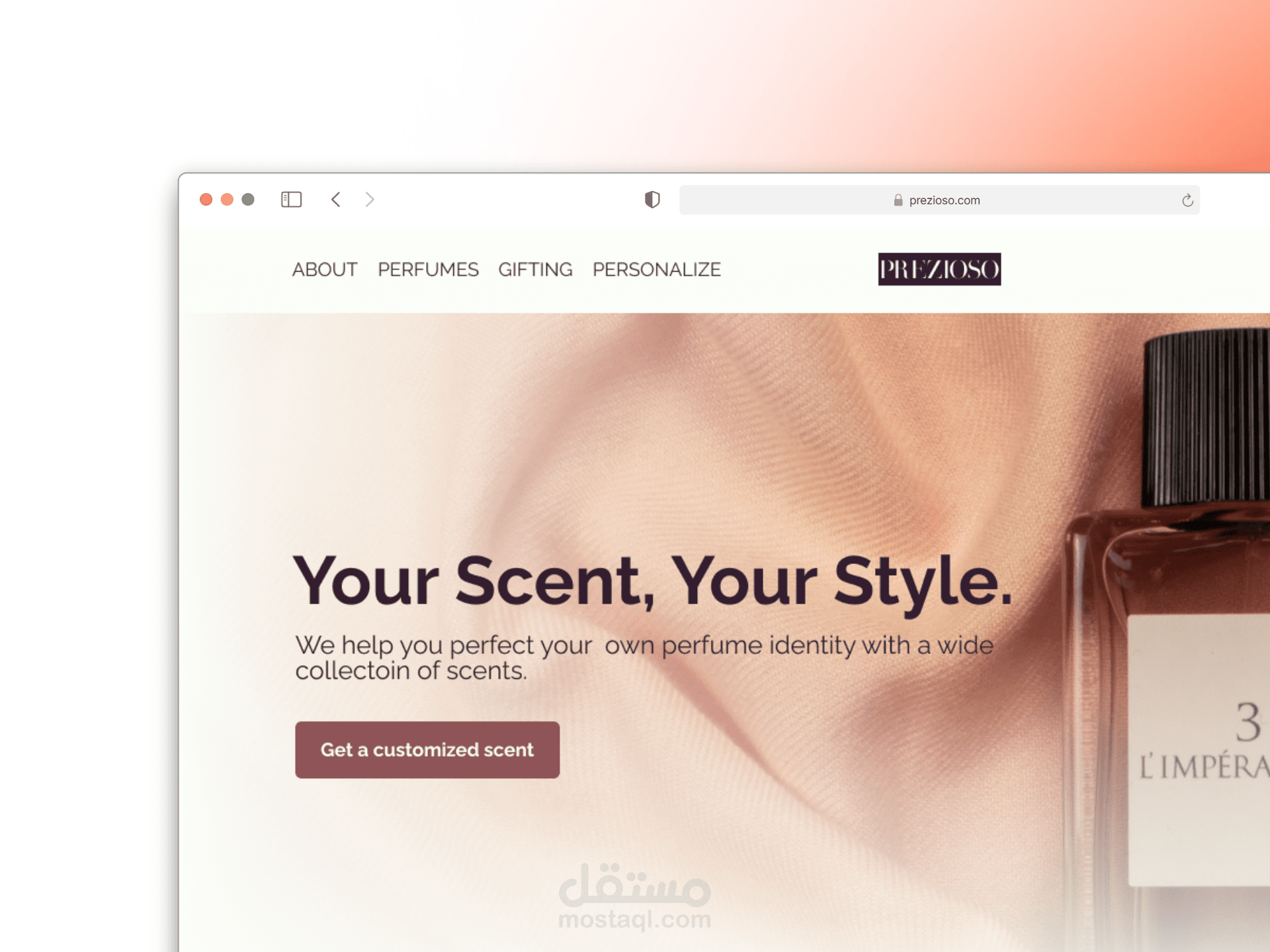 تصميم موقع شركة Prezioso - تجارة الكترونية عطور فخمة