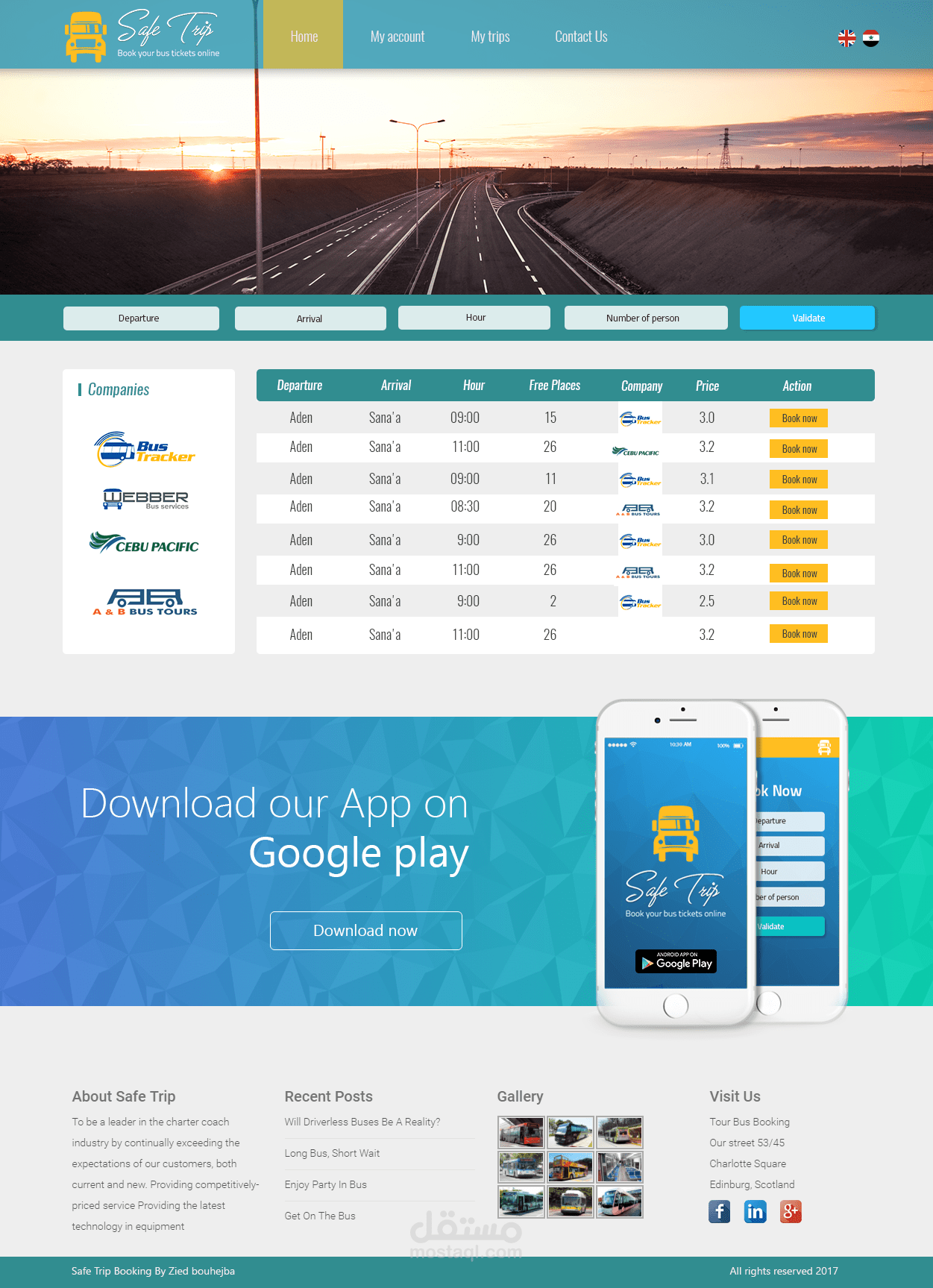 تصميم و برمجة موقع لحجز القطارو الباصات