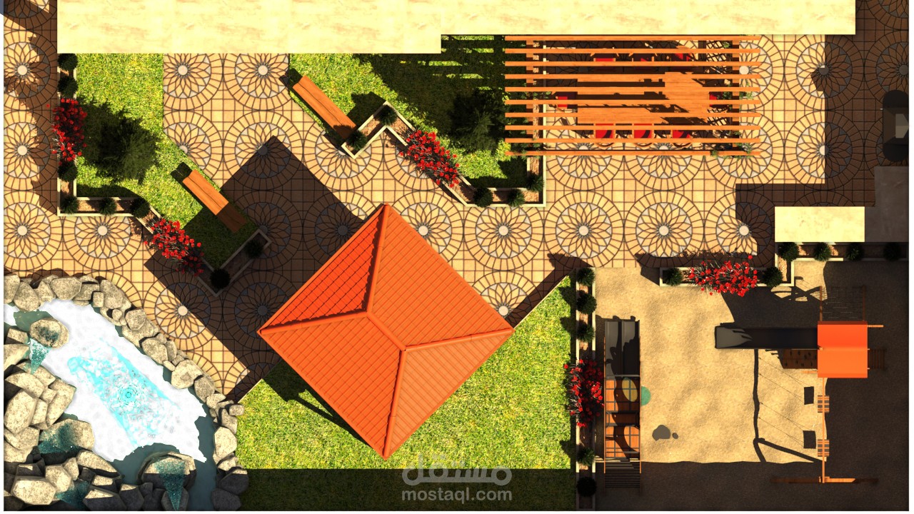 تصميم حديقة خارجية تابعة لفيلا