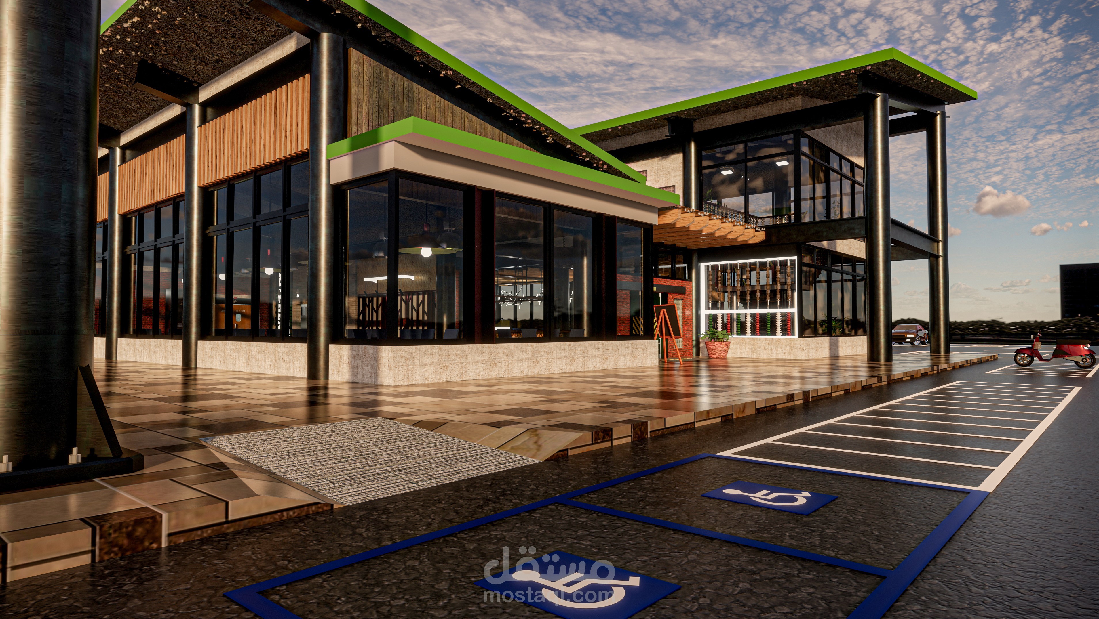 تصميم مطعم وجبات سريعة