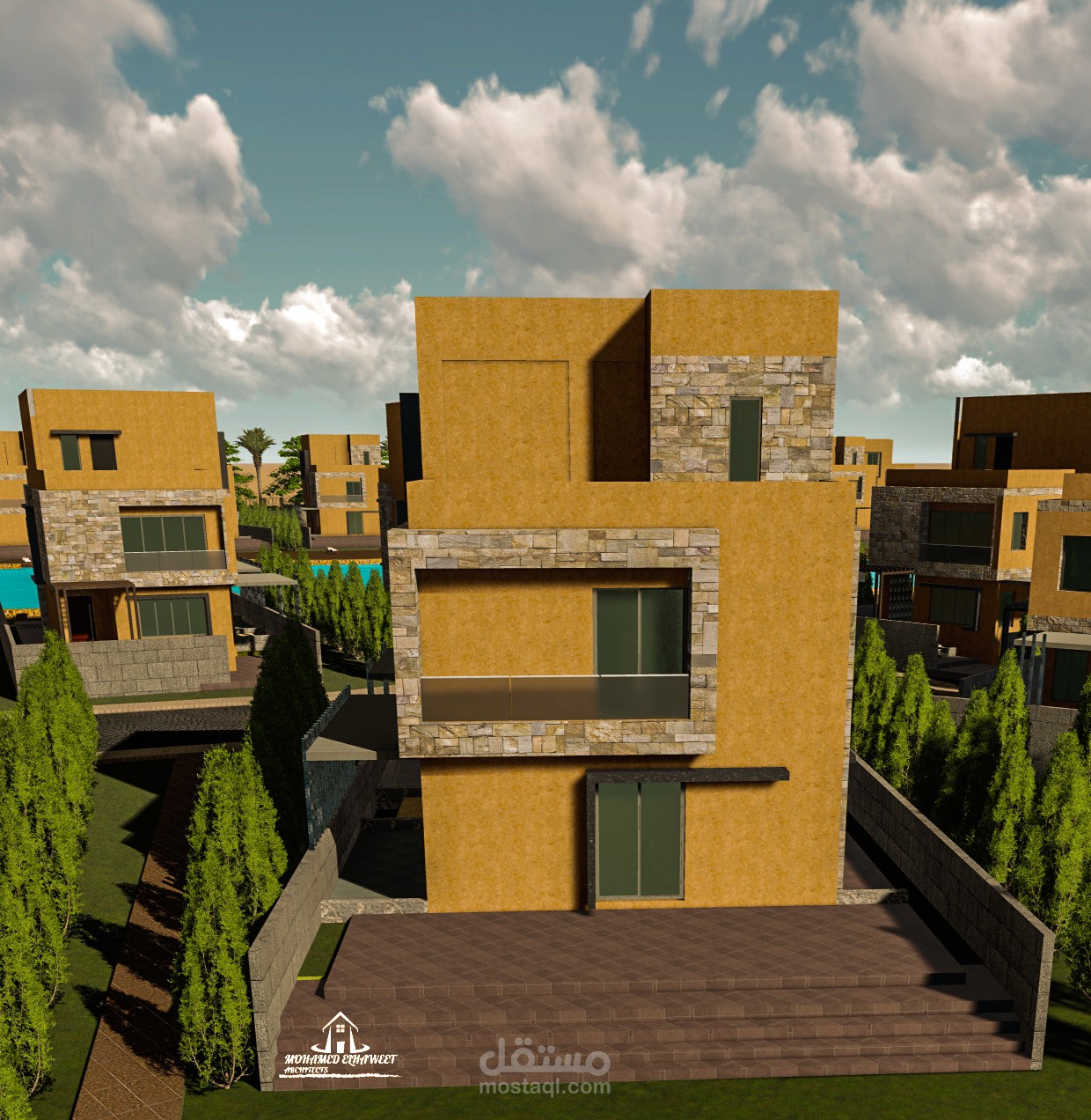 villa design (3d model+2d plans &sections) (sketchup+lumion+autocad)