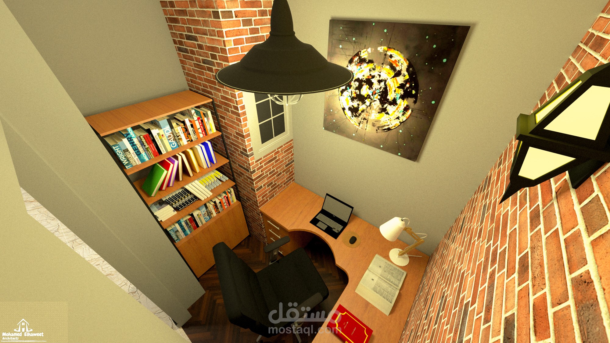 تصميم داخلي لغرفة مذاكرة