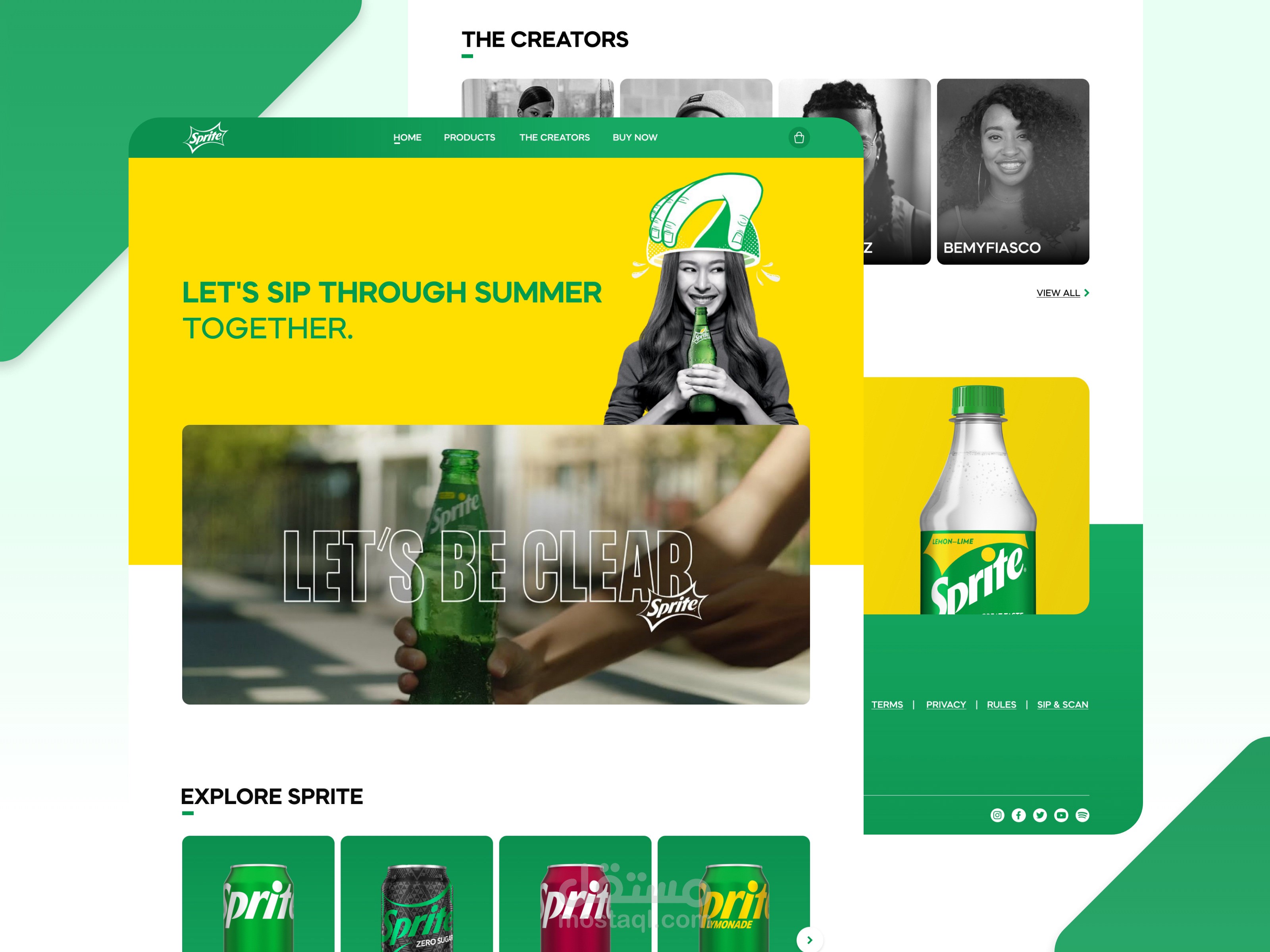 إعادة تصميم موقع Sprite | تصميم واجهة الصفحة الرئيسية