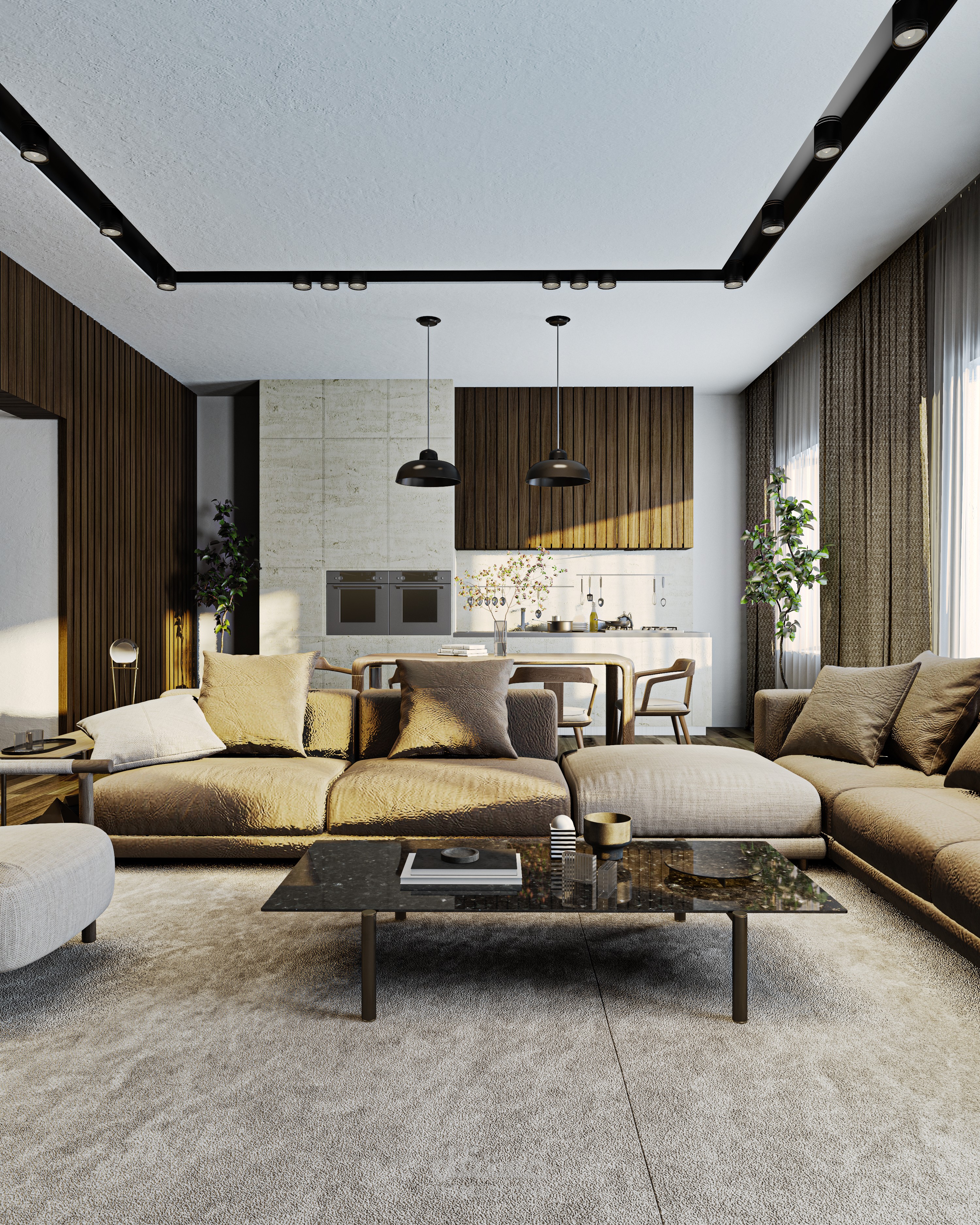 ورشة تصميم داخلي لغرفة معيشة لمنزل عصري INTERIOR DESIGN