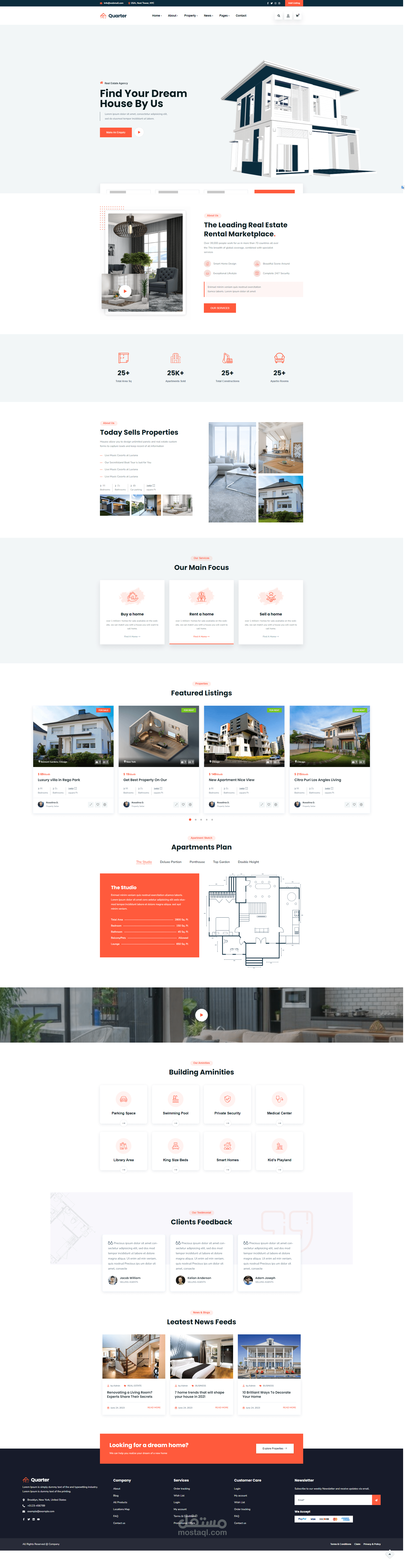 تطوير وتصميم موقع عقارات