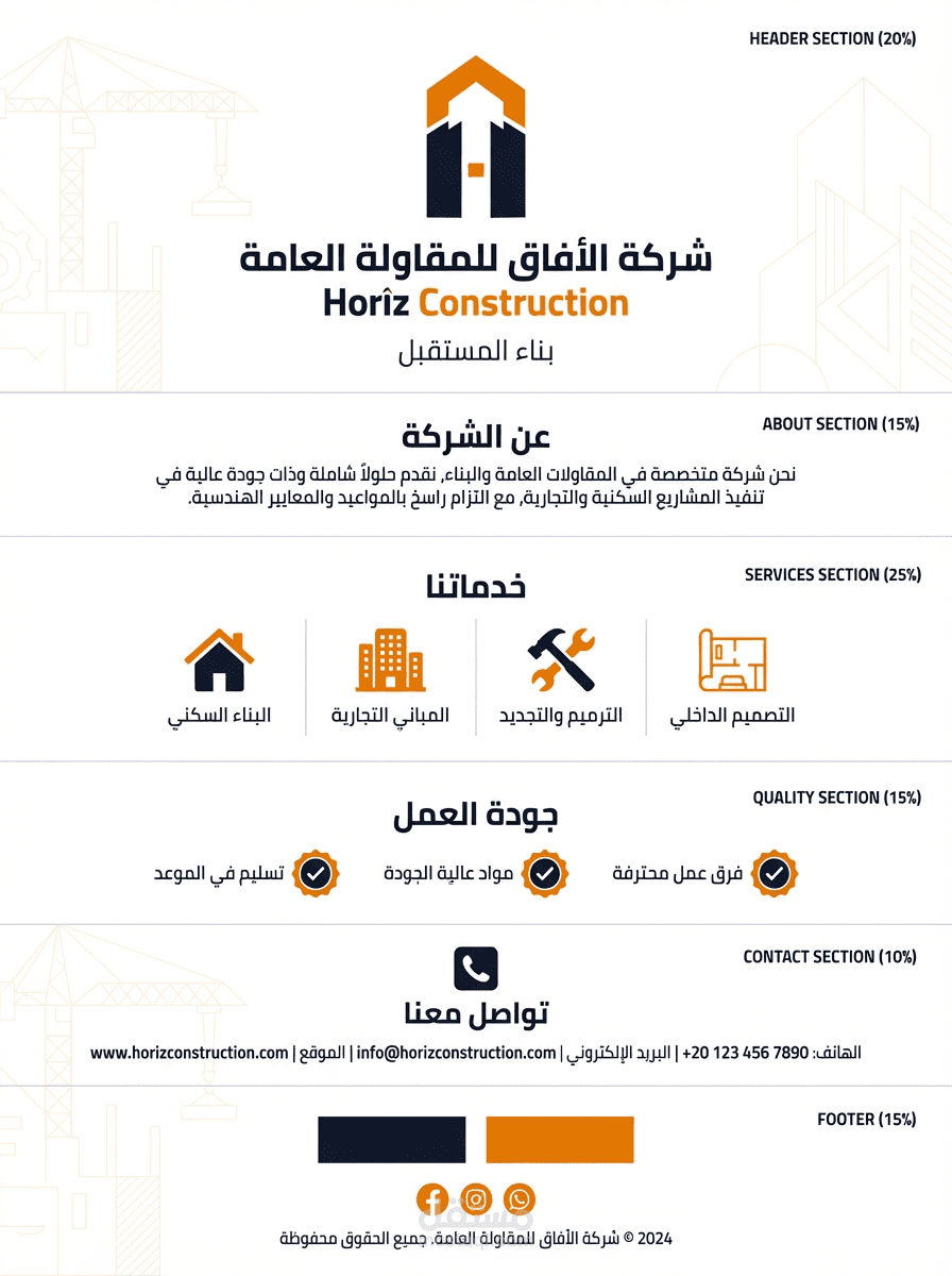 تصميم شعار احترافي مبني على فكرة واضحة، مناسب لشركات المقاولات والعلامات التجارية الجادة، .