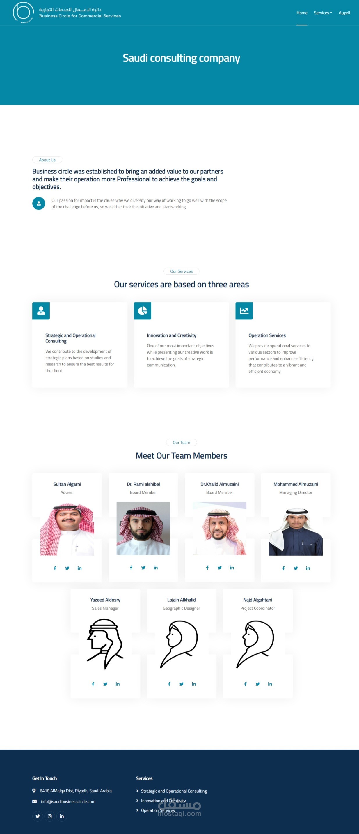 موقع تعريفي لشركة في السعودية