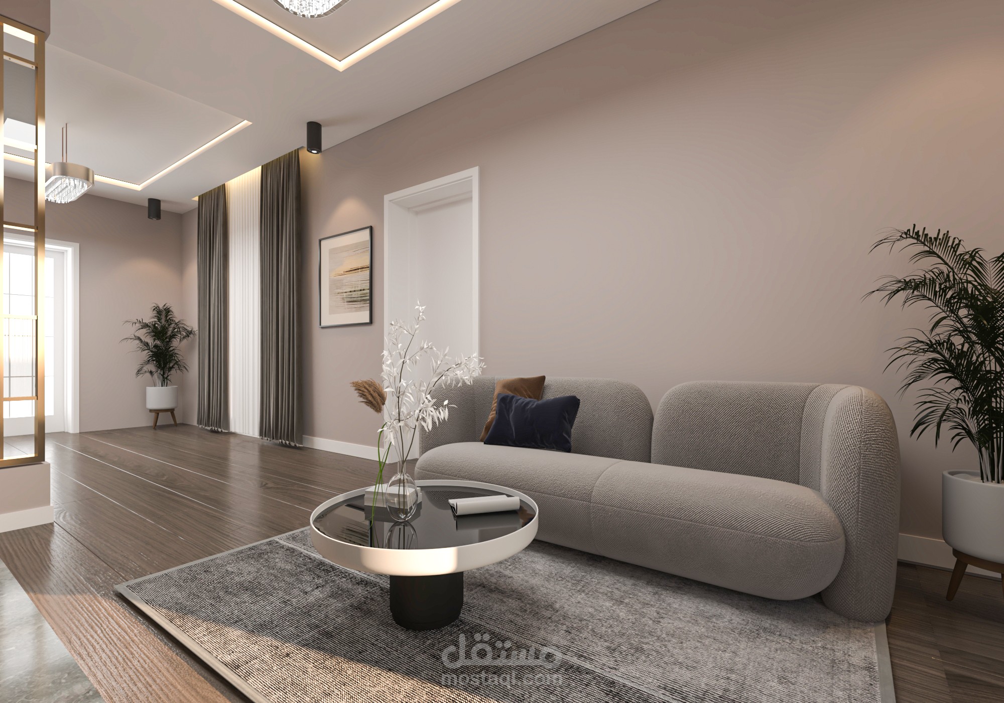 تصميم داخلي لغرفة معيشة