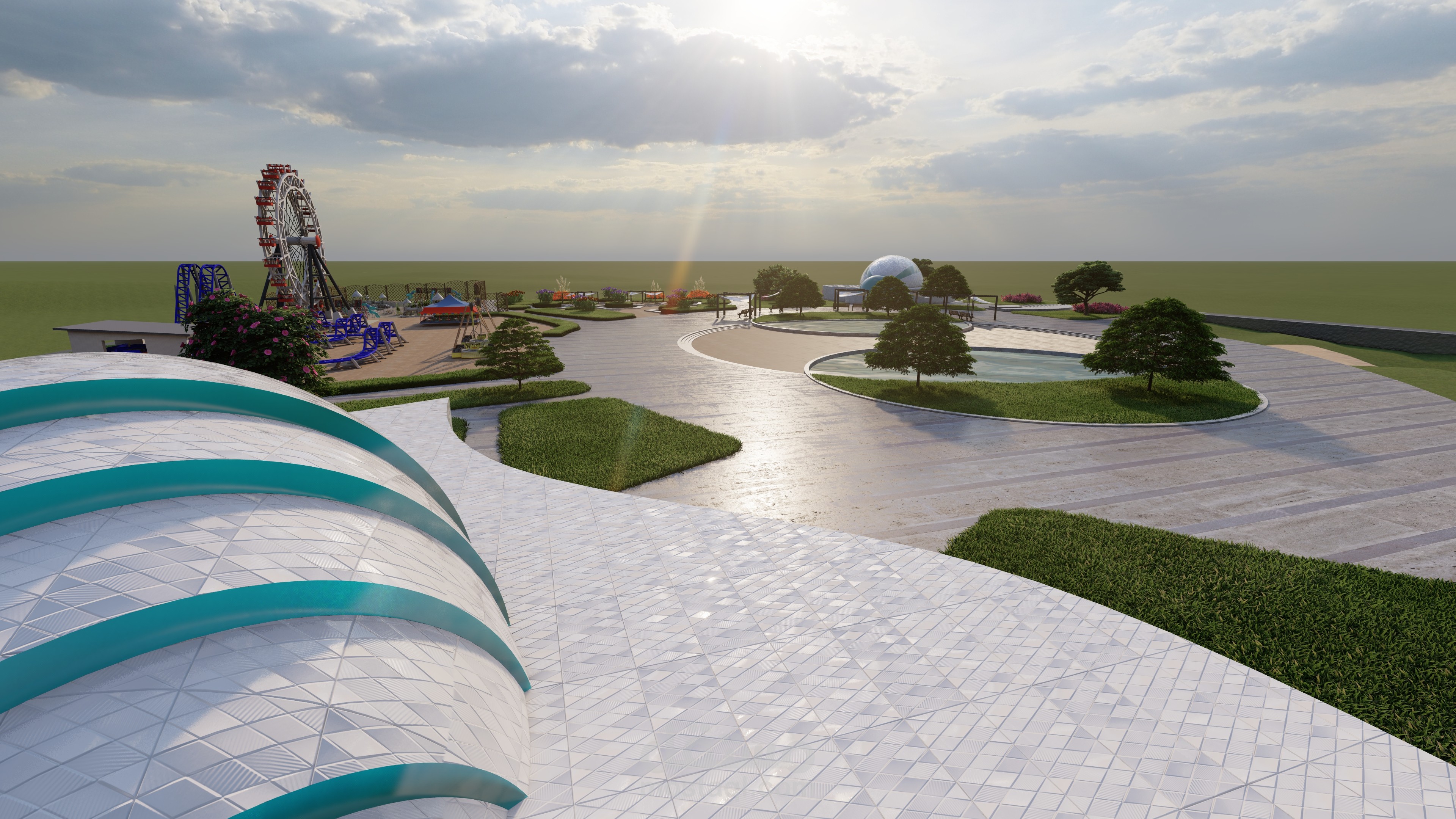 تصميم landscabe خاص بمشروع رياضي ترفيهي