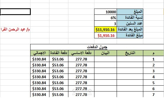 احتساب الفائدة