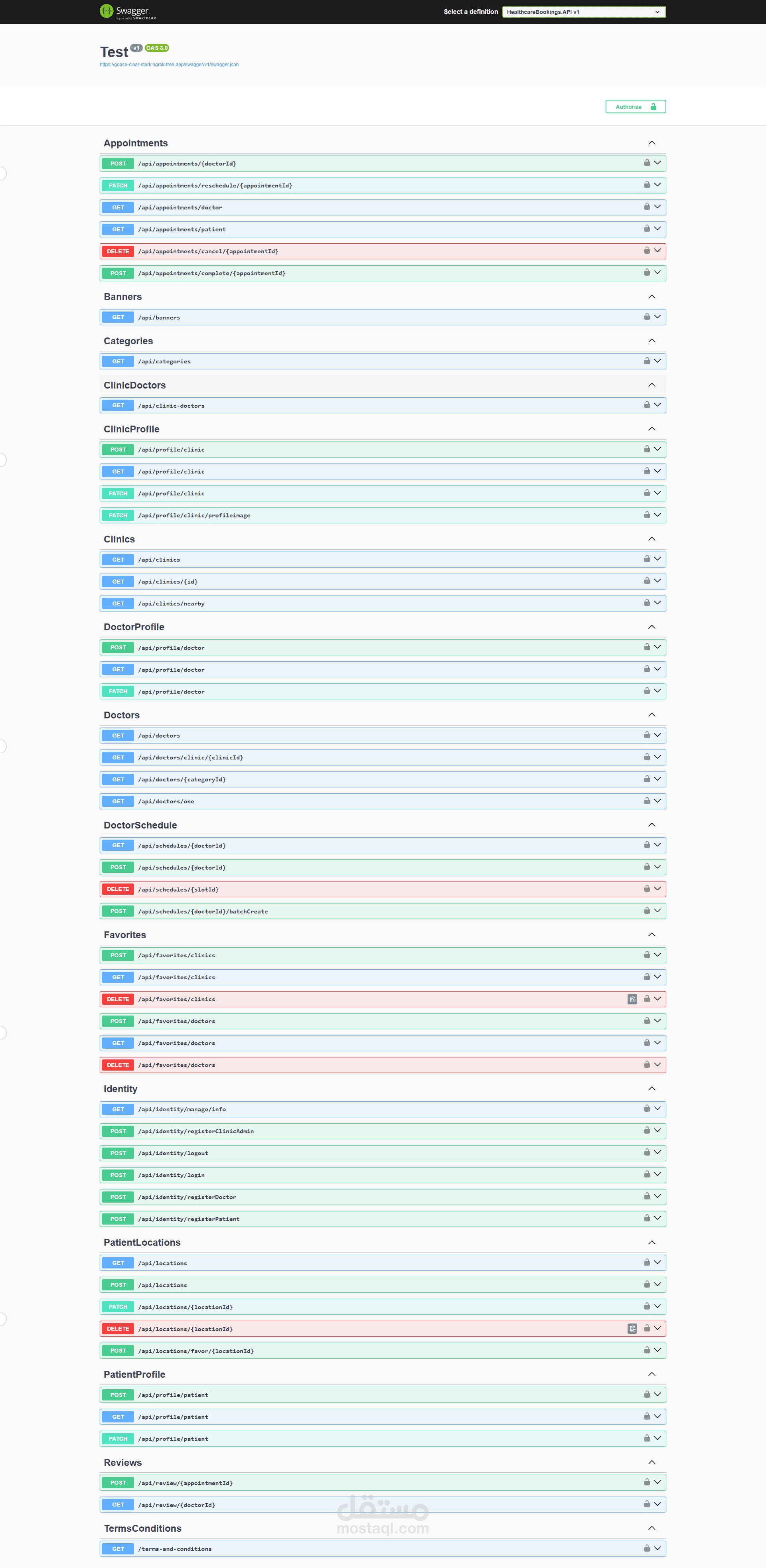 Healthcare Bookings API