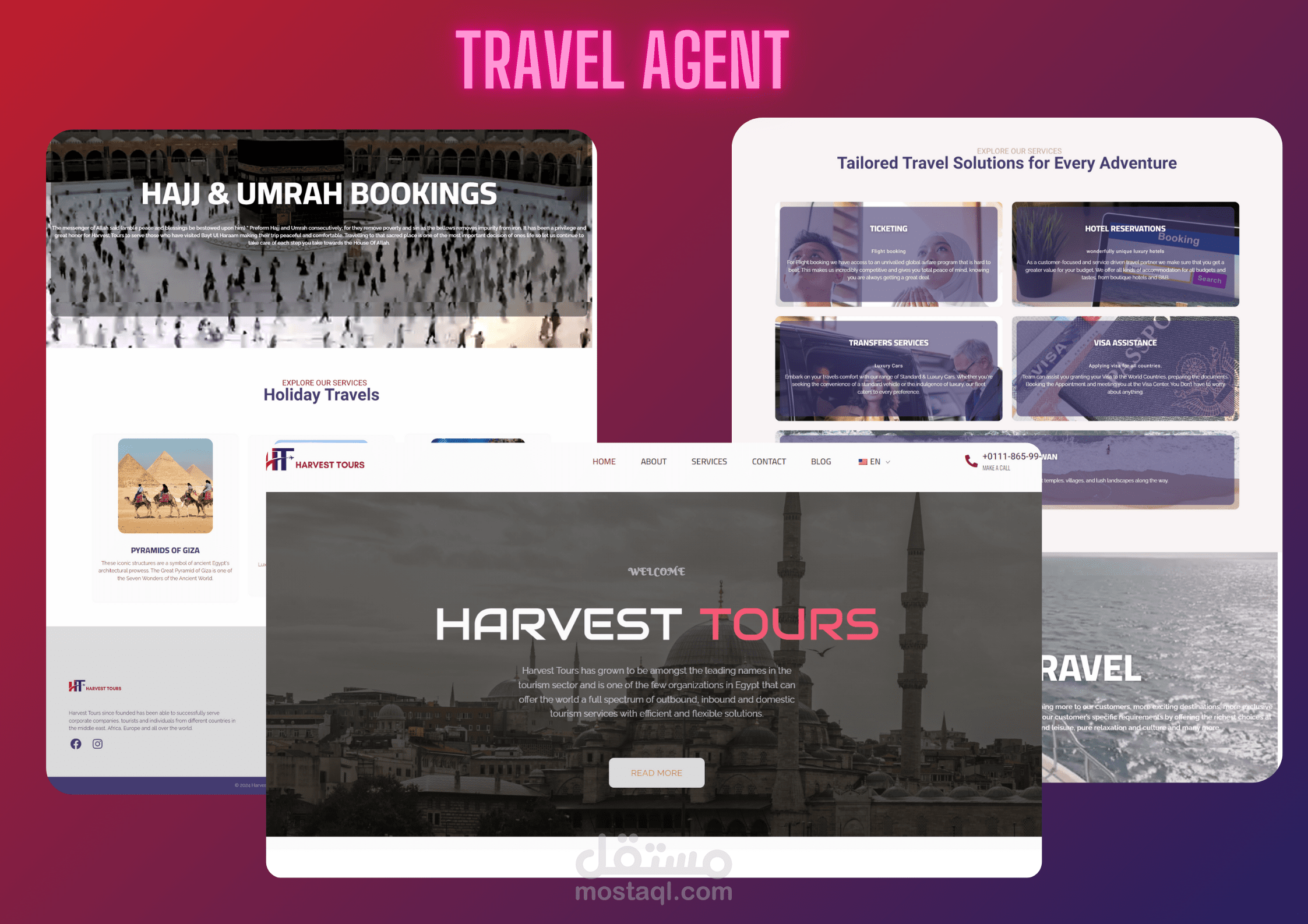 موقع تعريفي لشركة سياحة و حج و عمرة - شركة Harvest Tours