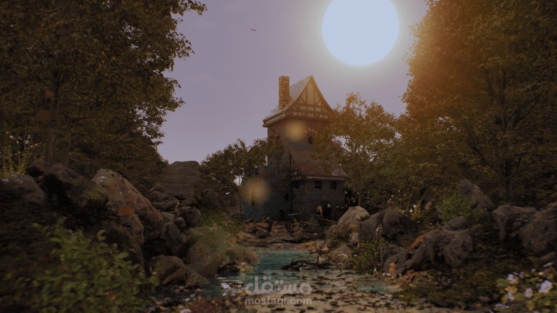 مشهد بيئي خيالي بتقنية الواقعية – تصميم على Unreal Engine