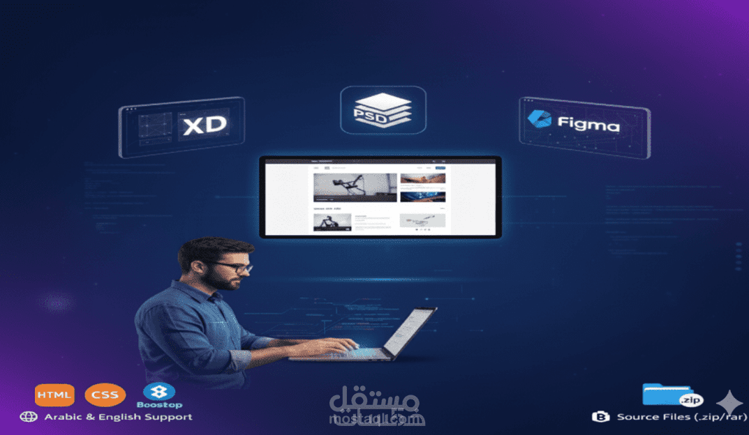تحويل تصميمك من PSD أو XD أو Figma إلى صفحة ويب متجاوبة