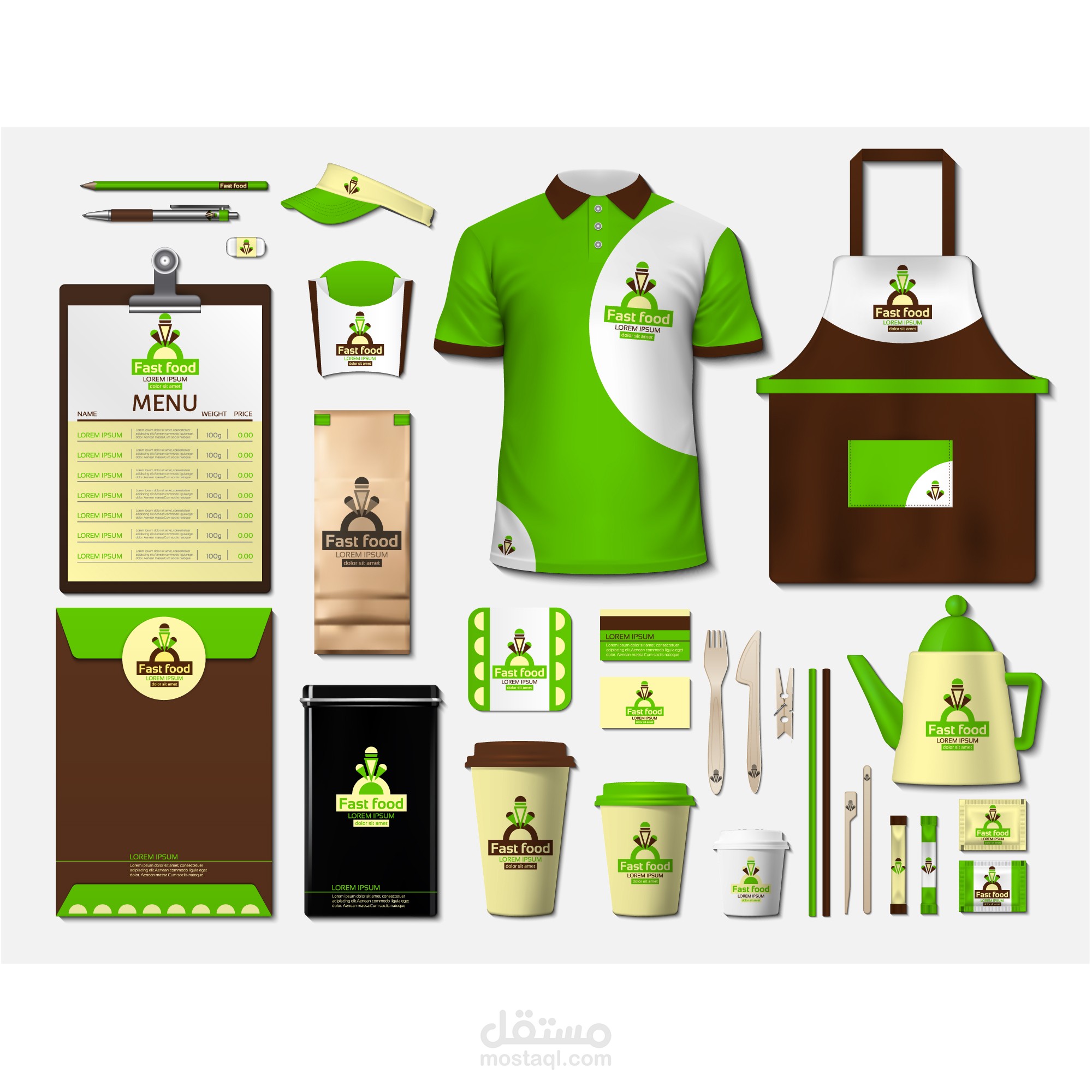 all branding of green cofee shop