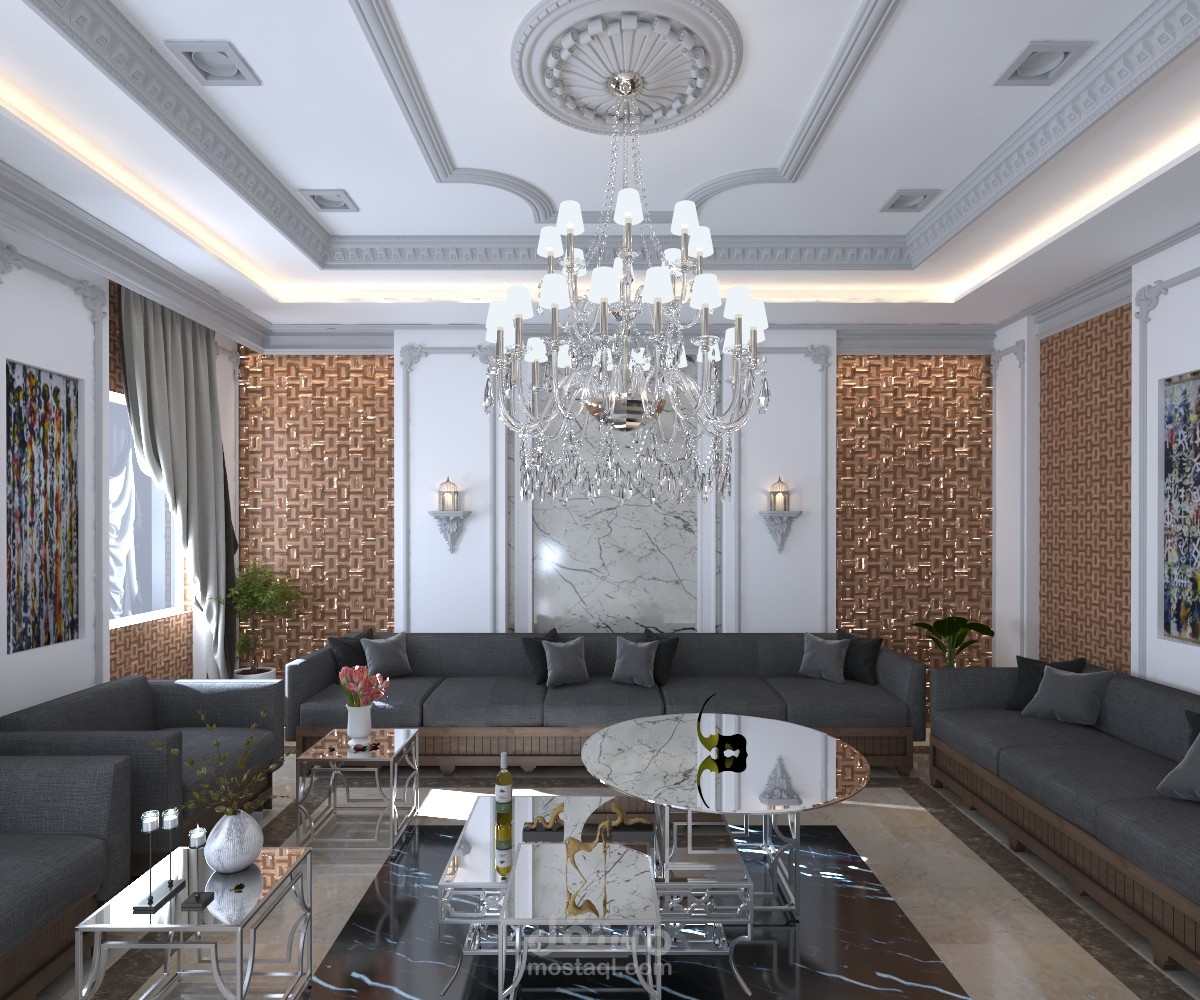 تصميم داخلي لغرفة معيشة