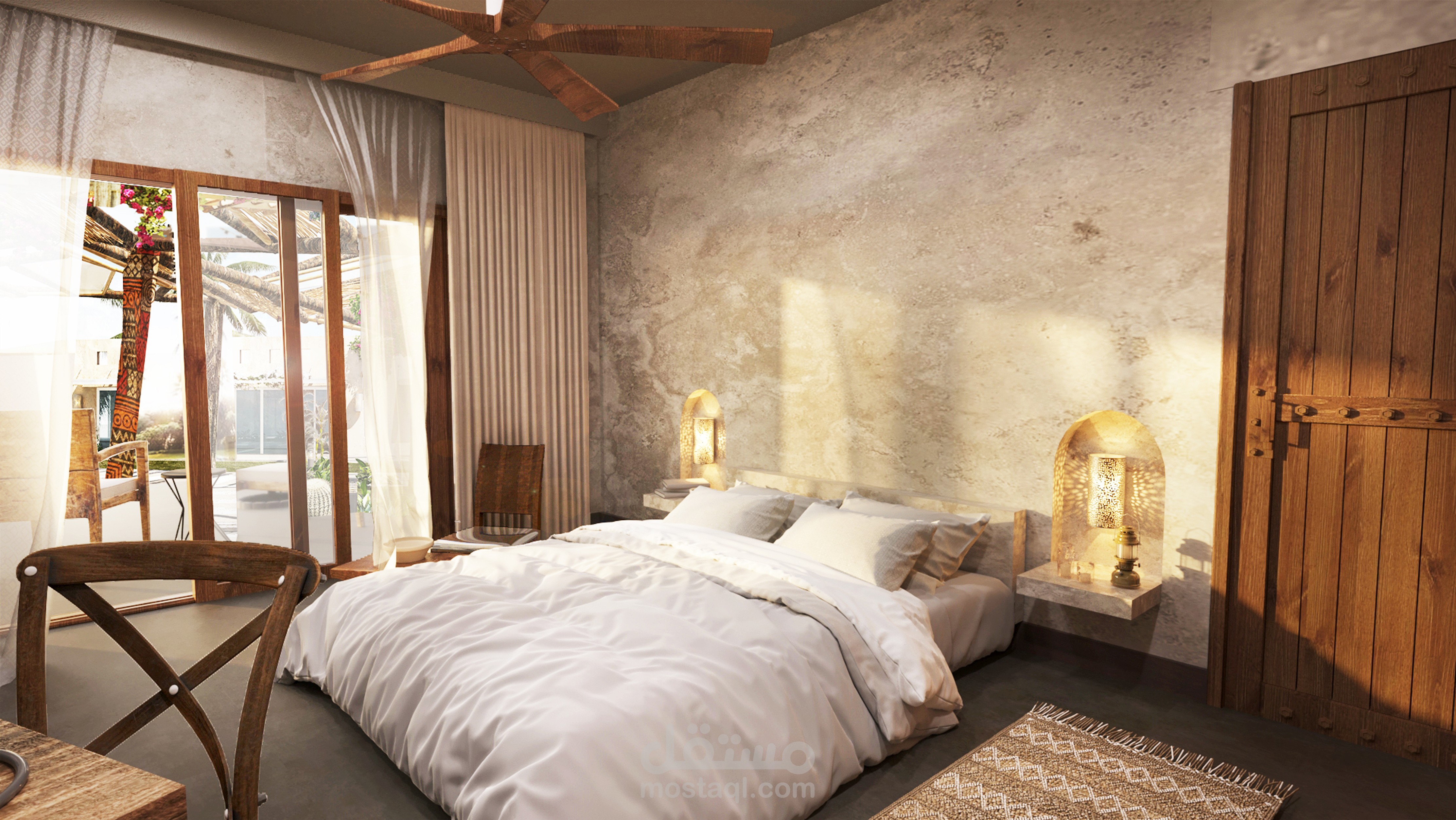 غرفة فندقية بحمام خاص