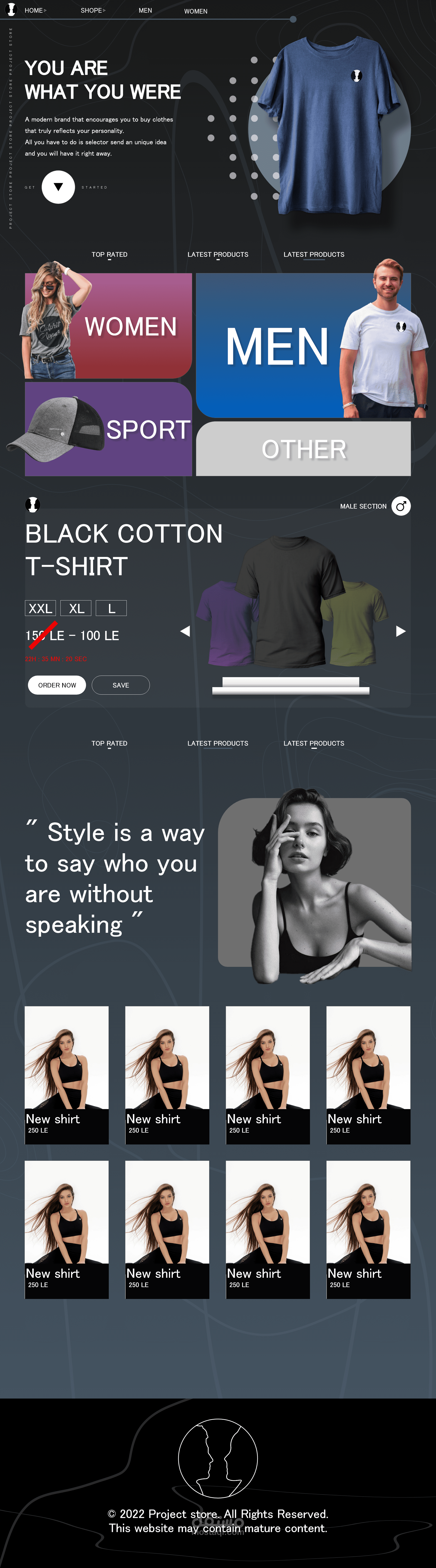 بروجكت ستور - تصميم ui ux لموقع ملابس