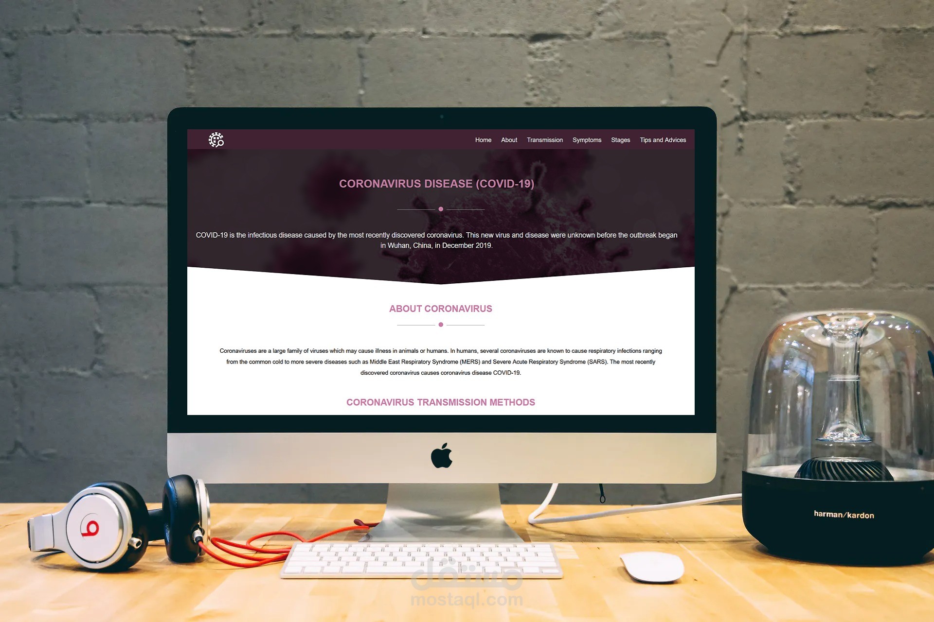 تصميم موقع لفايروس كورونا باستخدام html , css , js