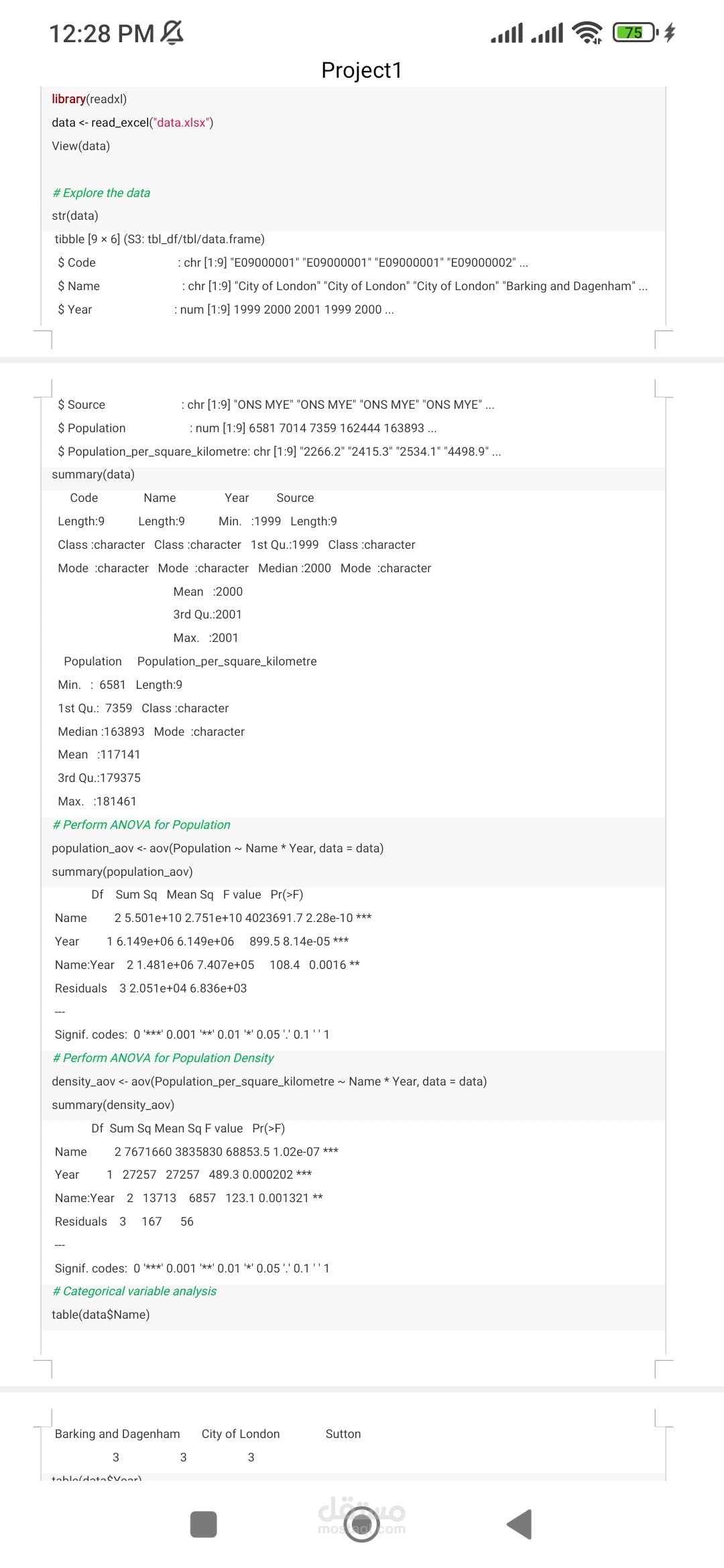 تحليل البيانات على R