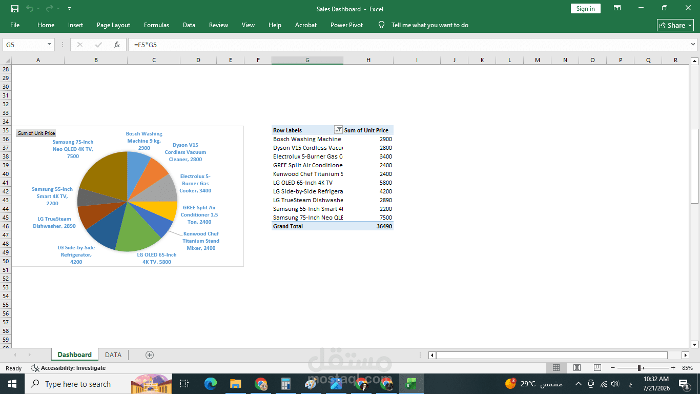 Interactive Excel Sales Dashboard with Pivot Tables & Charts