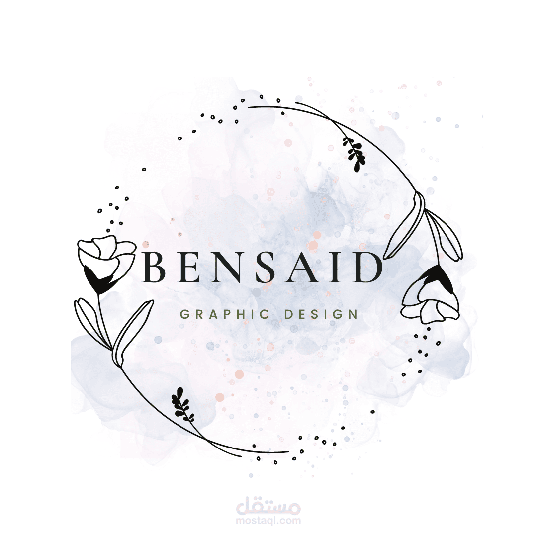 تصميم شعار شخصي زهرة مائية زرقاء Watercolor Blue Flower Logo