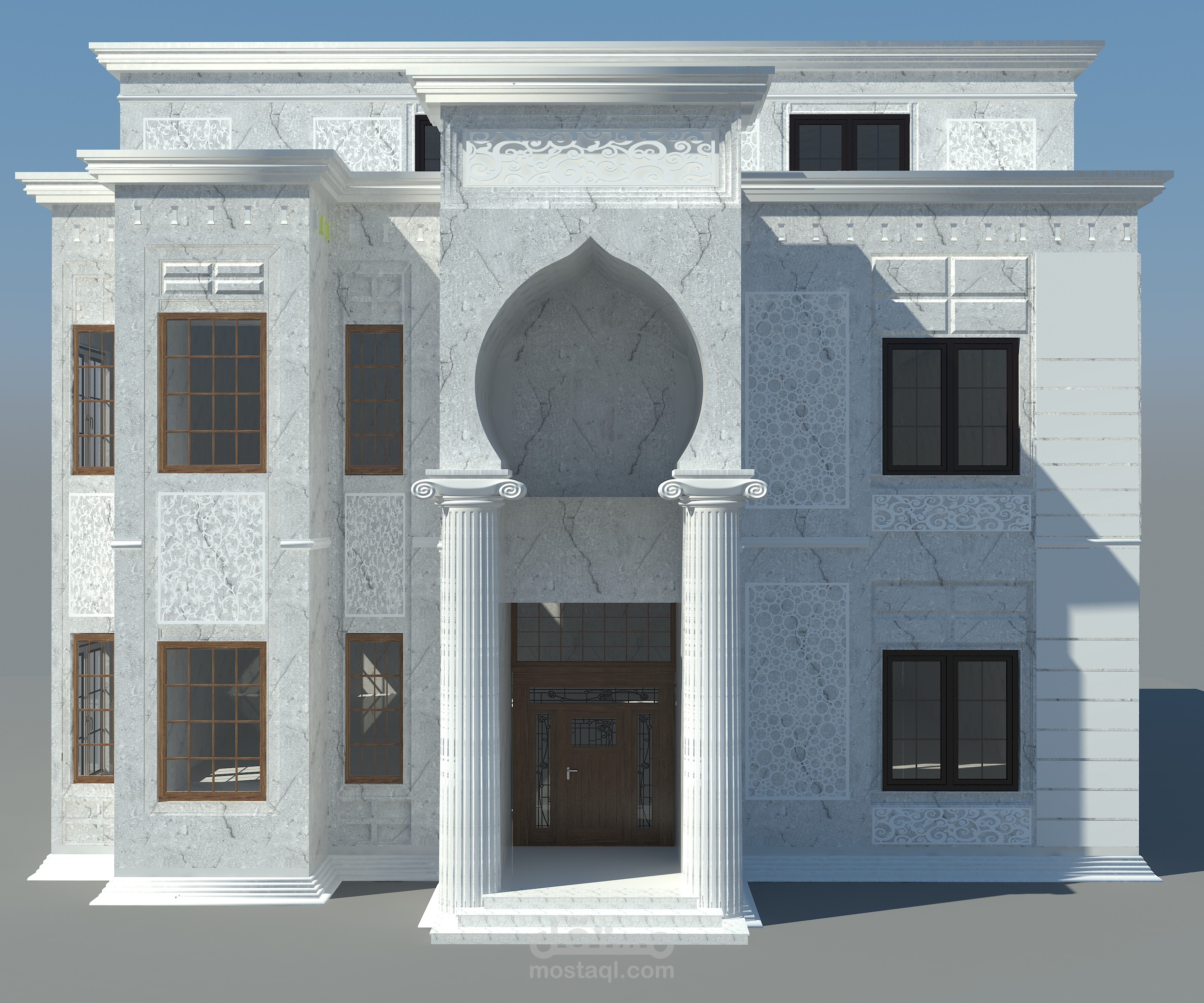 تصميم واجهة حجرية  لفيلا دورين