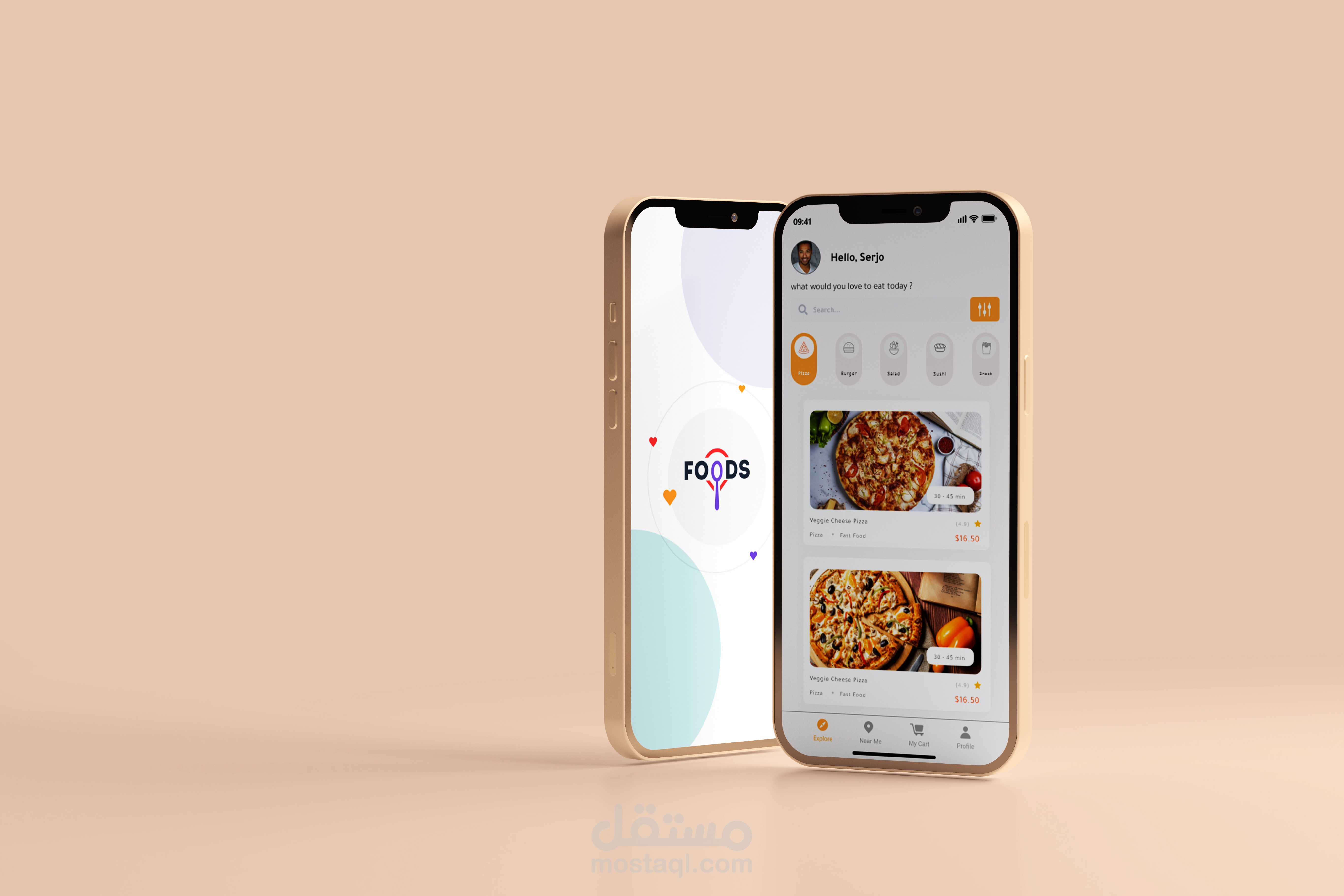 تصميم تطبيق توصيل الطعام UI/UX
