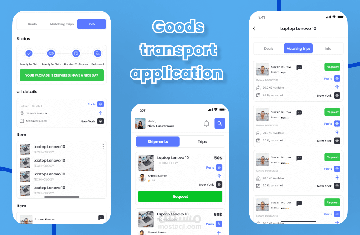 تطبيق لتسهيل نقل البضائع والمنتجات عبر الانترنت