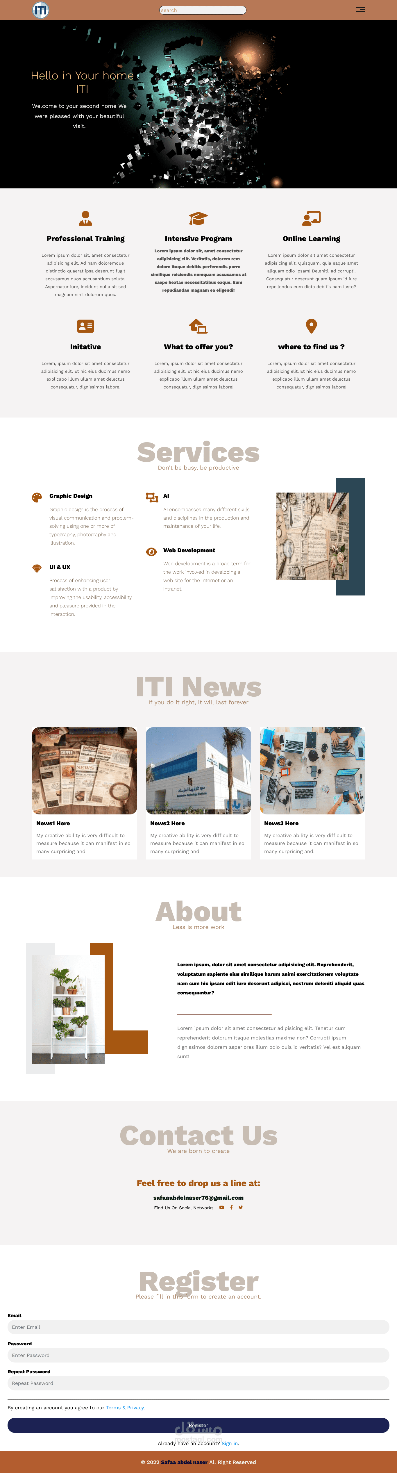 تصميم موقع الكترونى عن معهد للتدريب