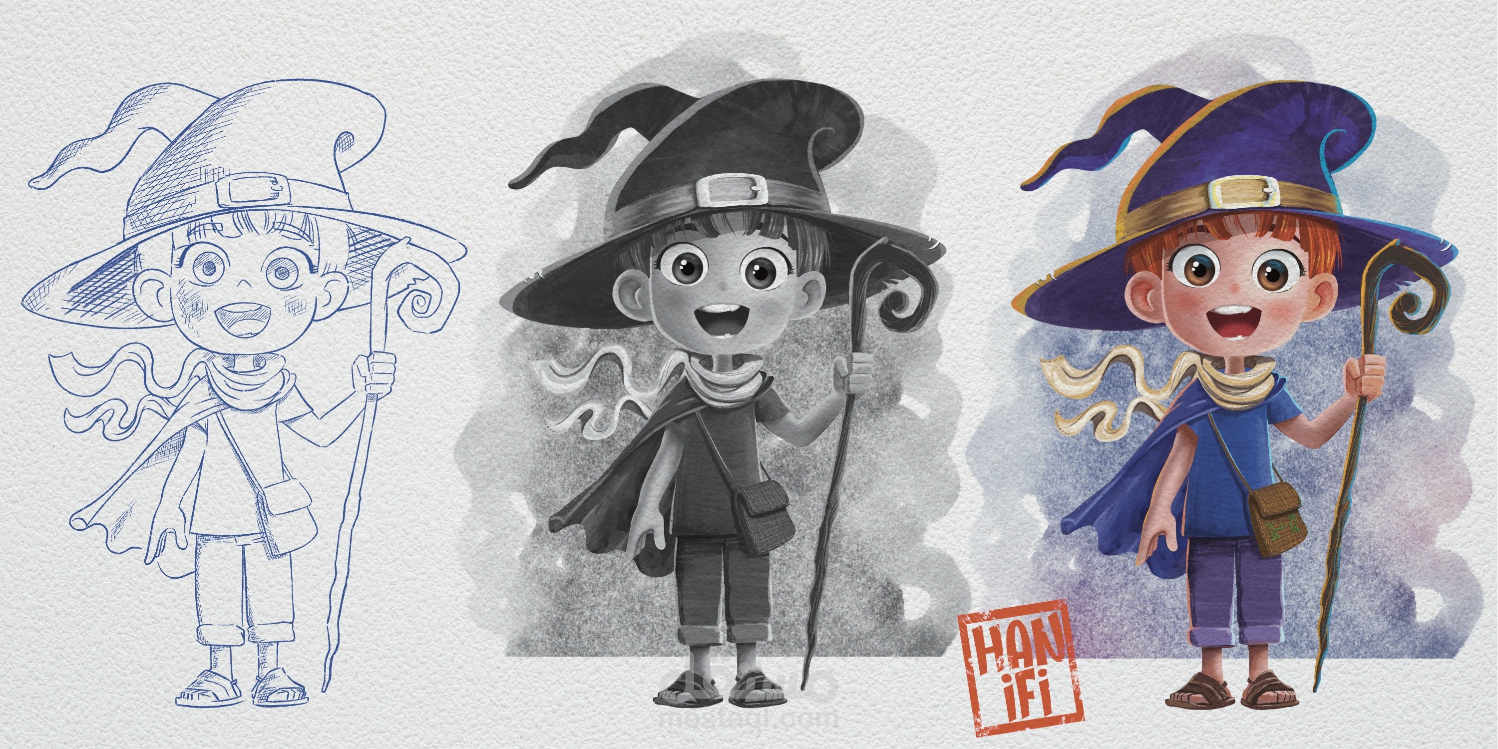 مراحل رسم شخصية كرتونية