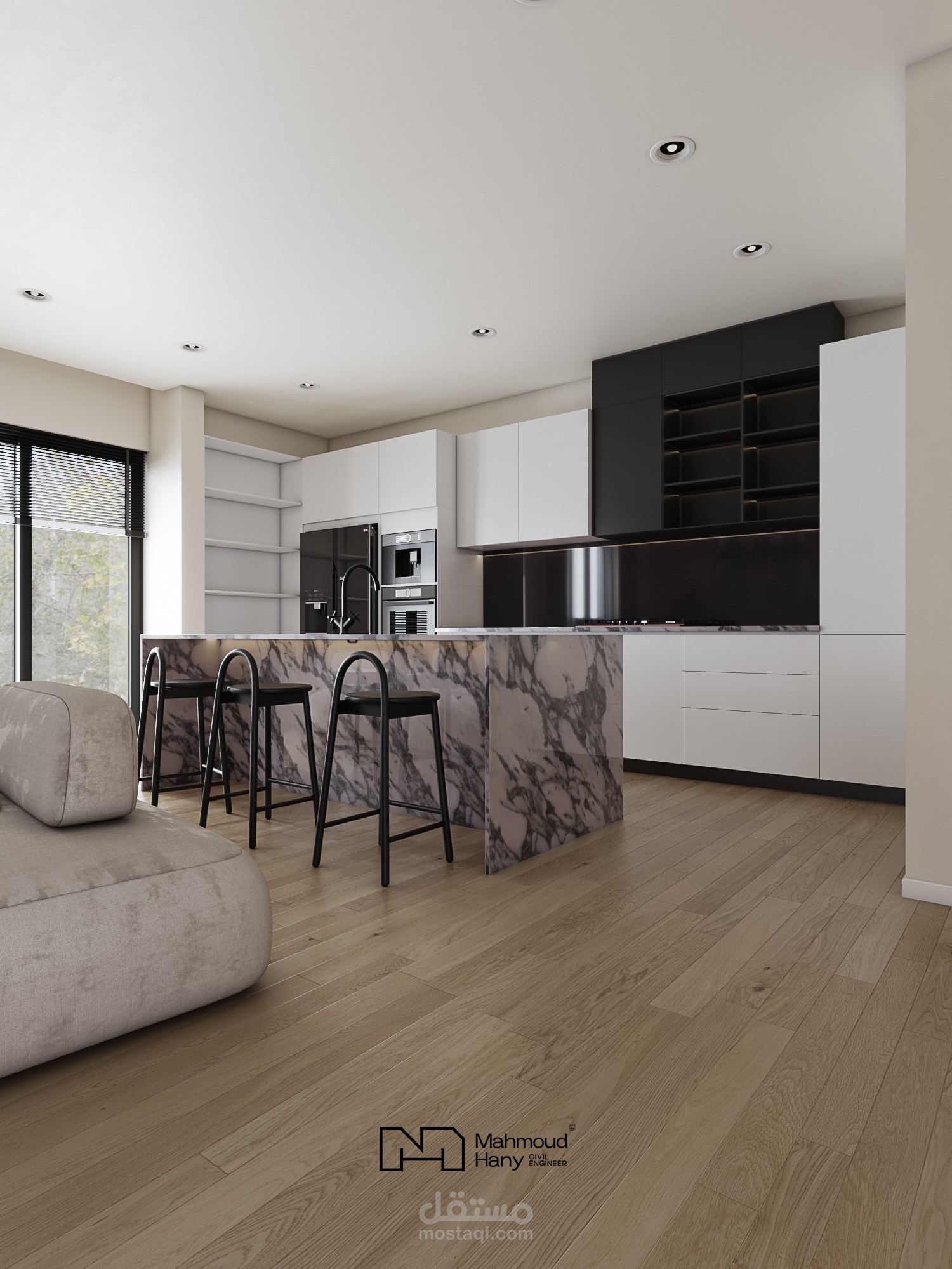 Hall with kitchen