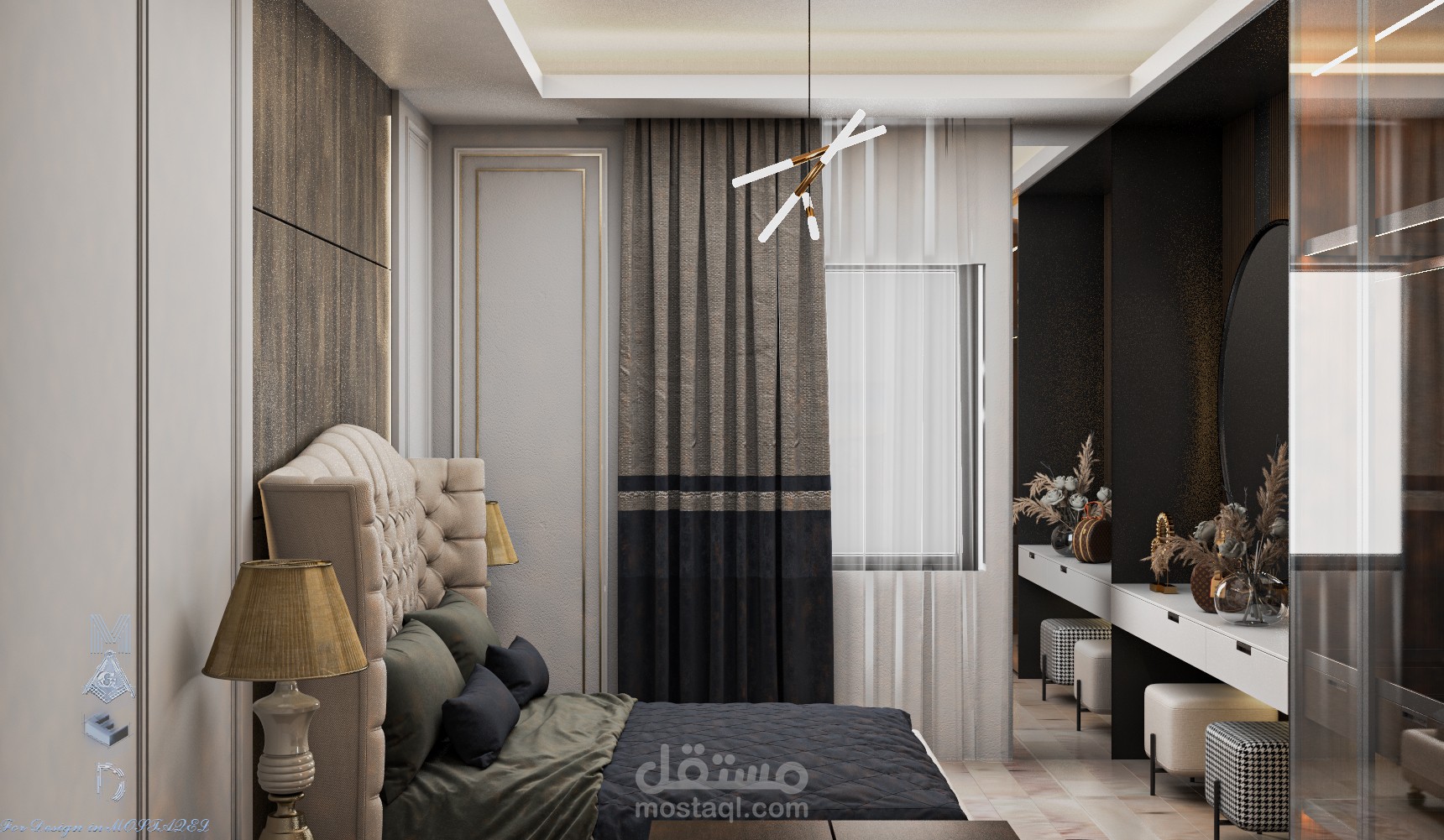 تصميم داخلي 3D (لغرف نوم )