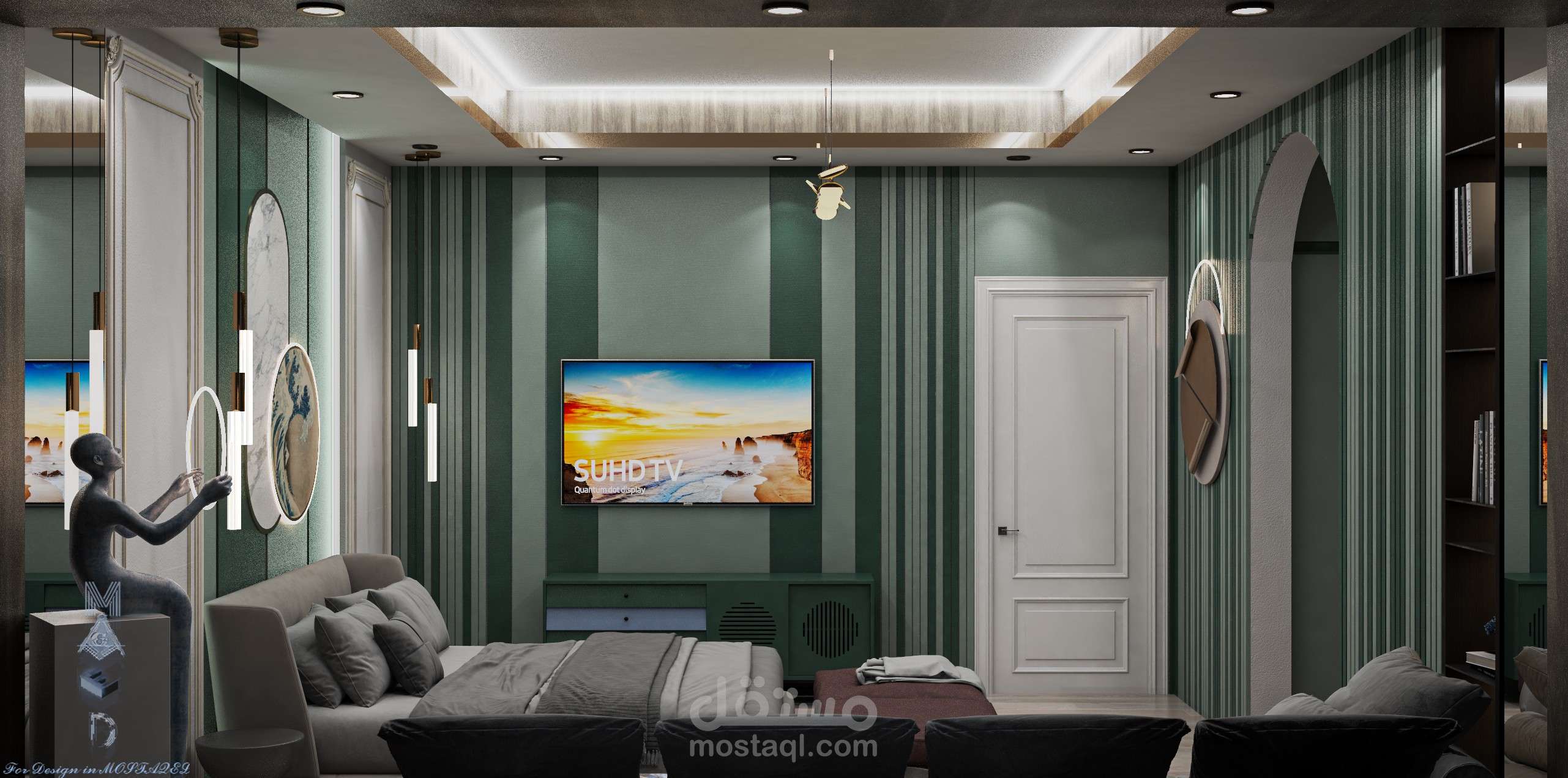 تصميم 3D لغرفة نوم ماستر