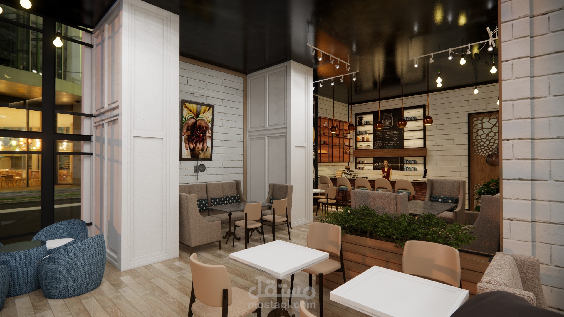 Luxury cafe in Dubai in night shot 2 (Bar)