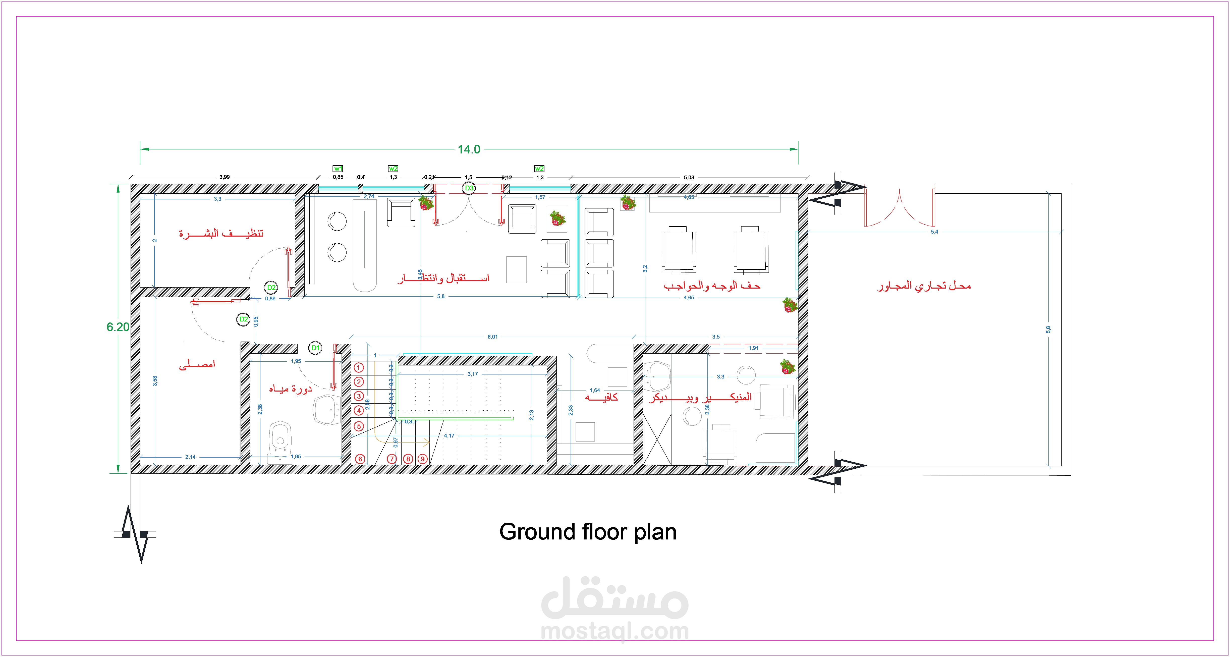 تصميم مخطط معماري لمشغل نساء في السعودية