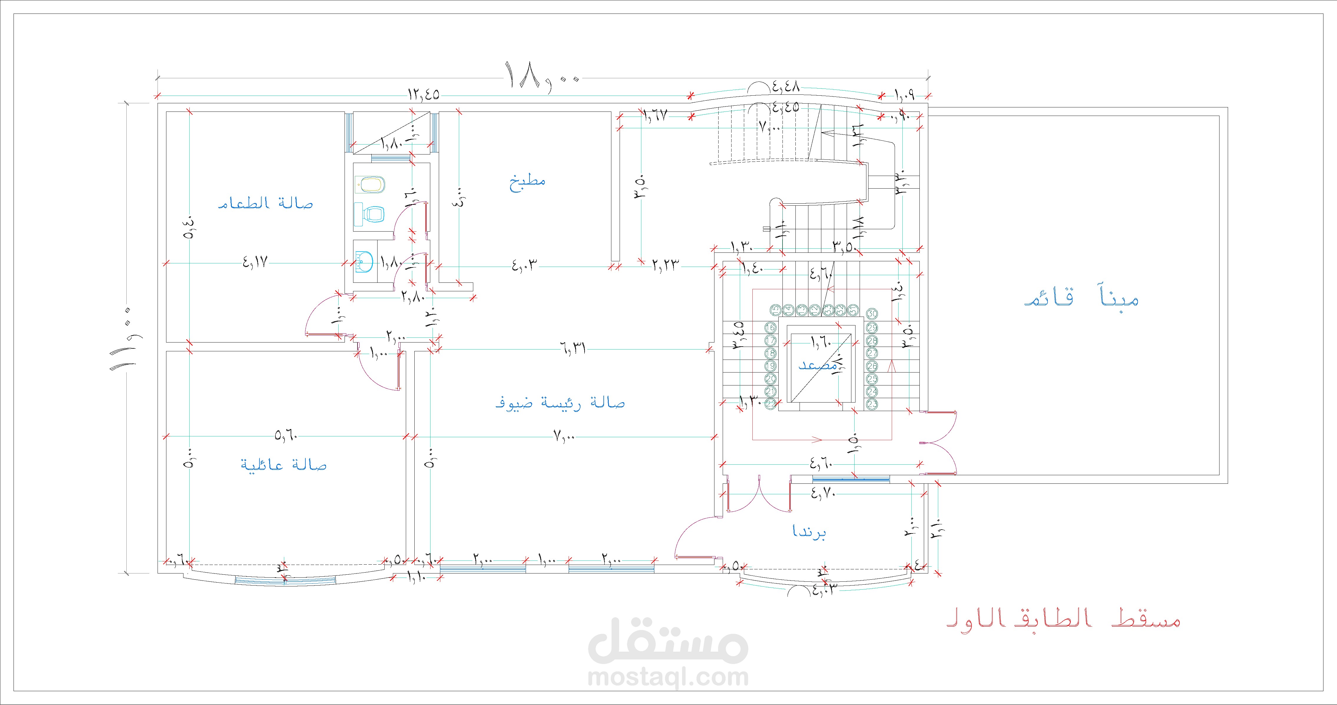 تصميم مخطط معماري لفيلا في السعودية
