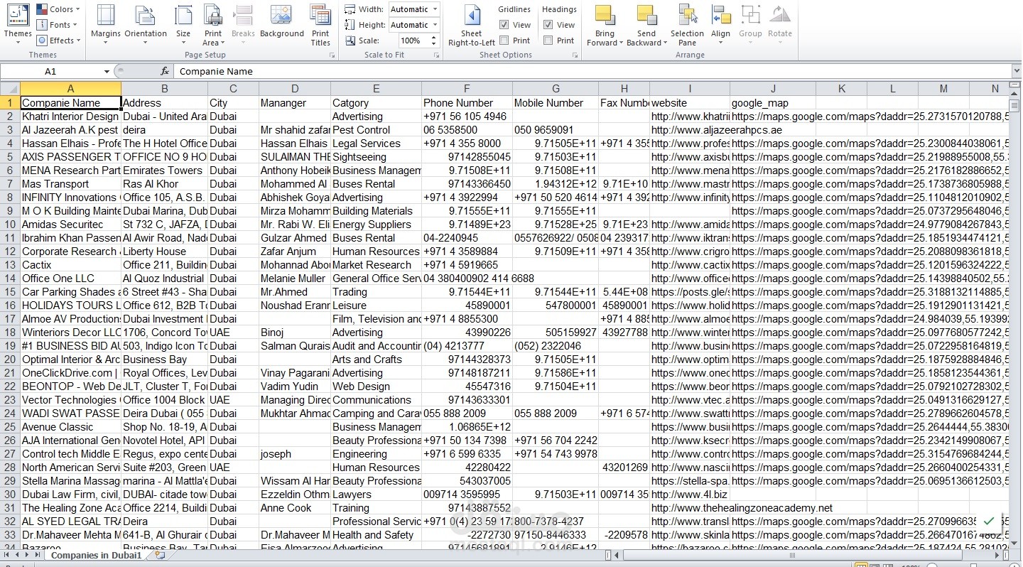 سحب بيانات شركات من موقع yello.ae