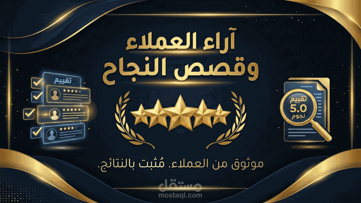 معرض رضا العملاء: التقييمات الكاملة لمشاريعي المنجزة.