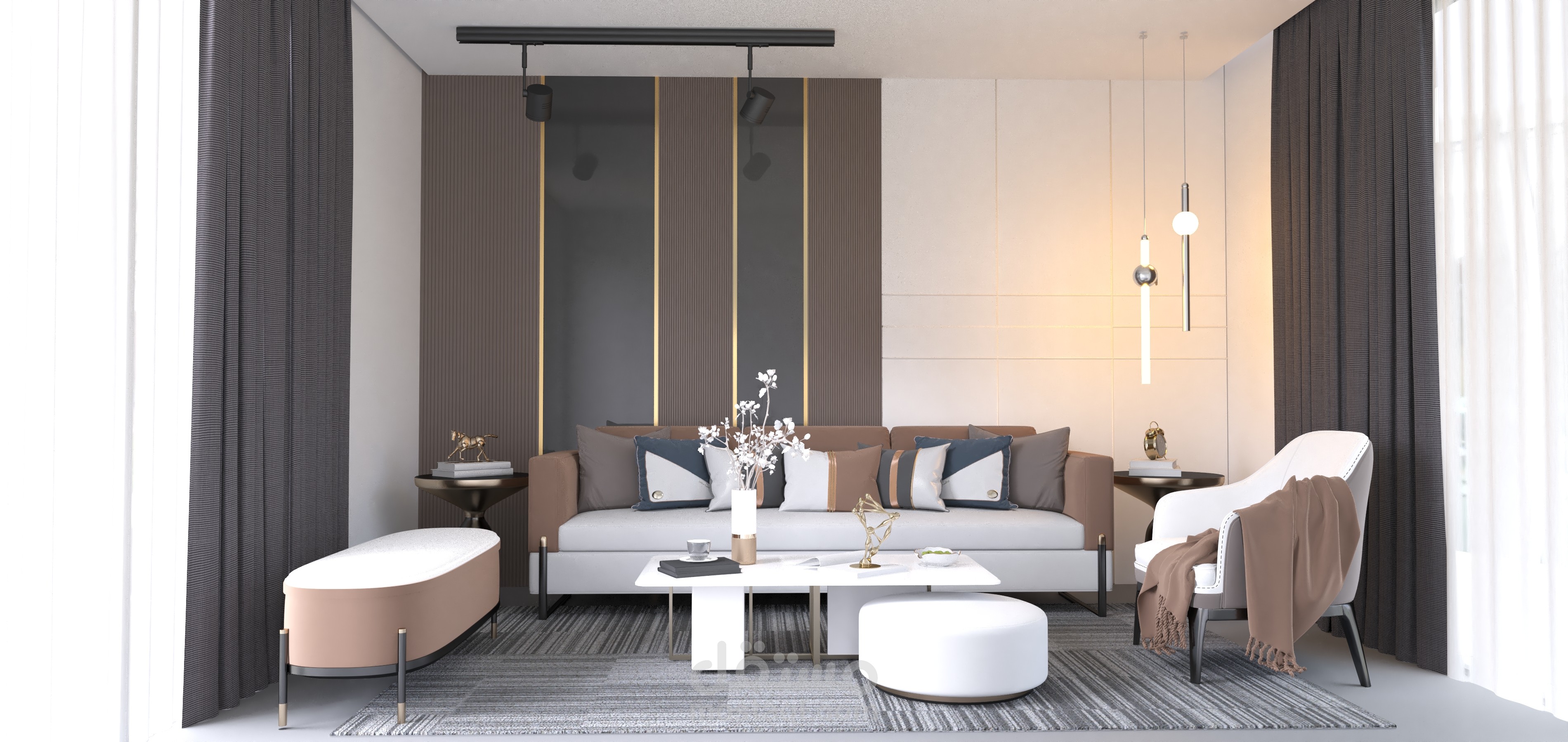 تصميم داخلي لغرفة معيشة