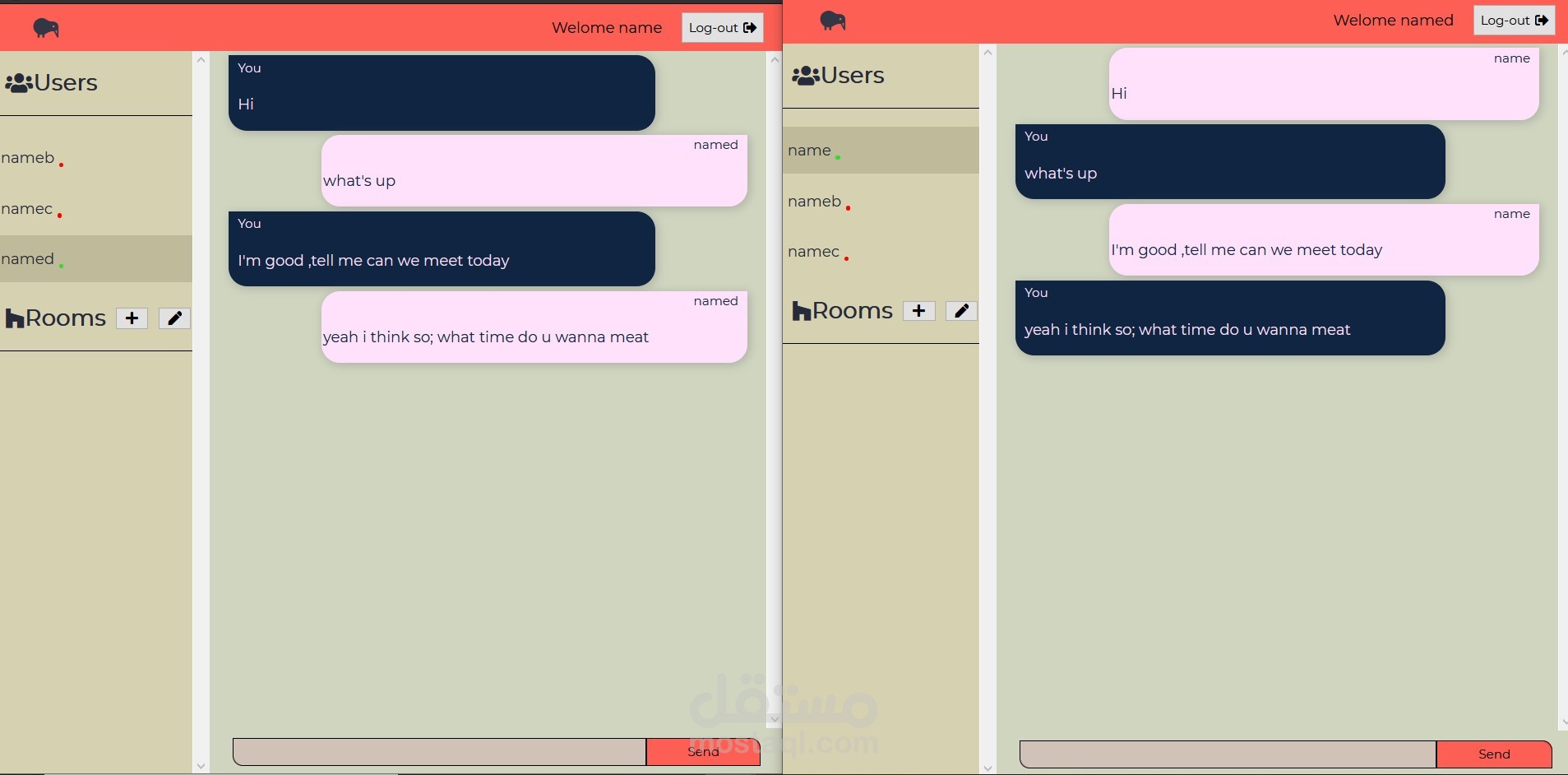 تطبيق chat (react/nodejs)