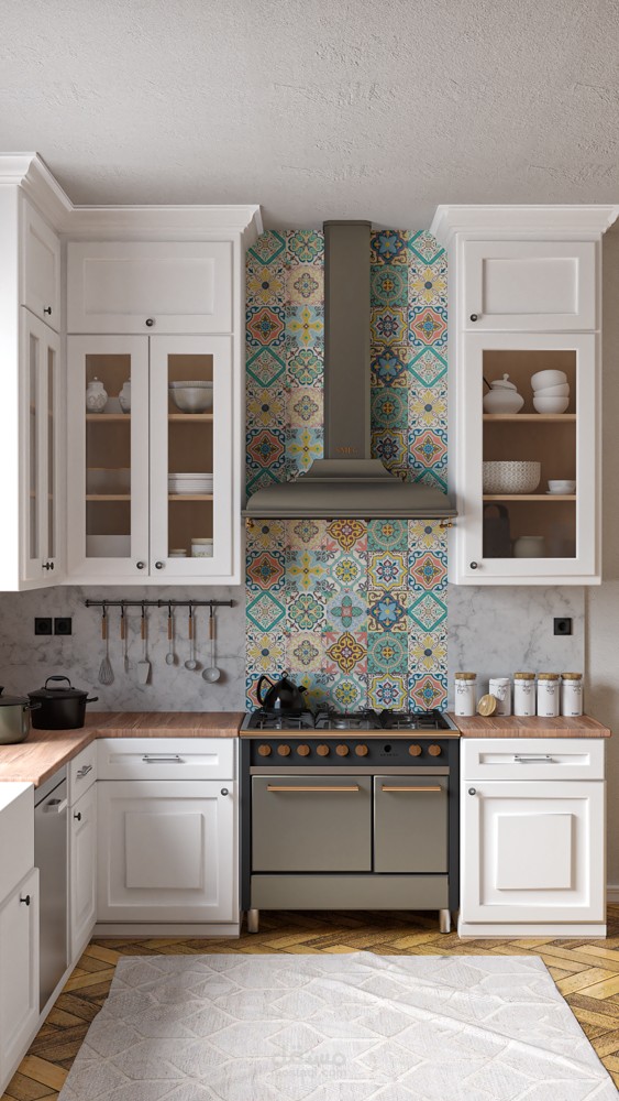 تصميم مطبخ باظهارات مختلفة.