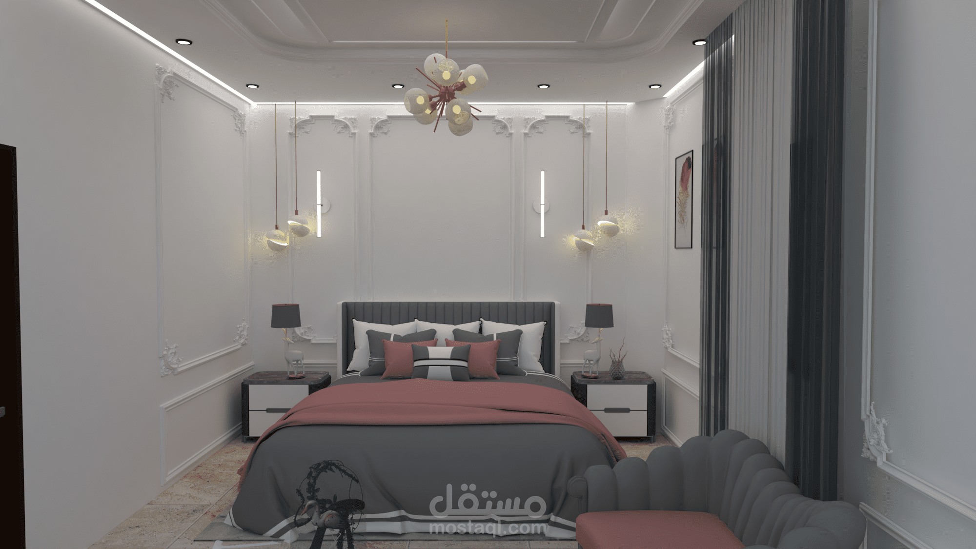 تصميم شقة باستايل نيو كلاسيك