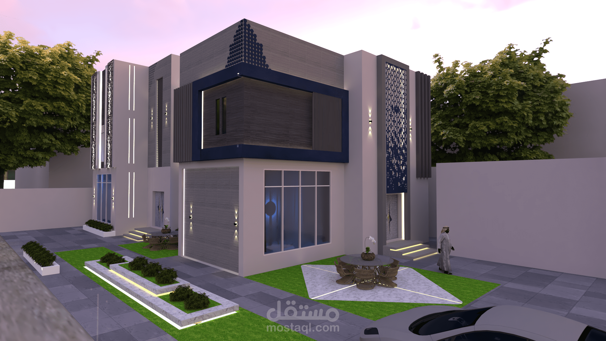 تصميم مخططات +تصميم واجهات + لاندسكيب لفيلا بالسعودية