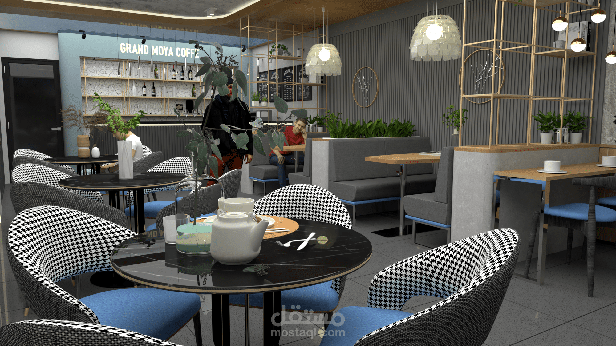 تصميم ديكور داخلي لكافيه