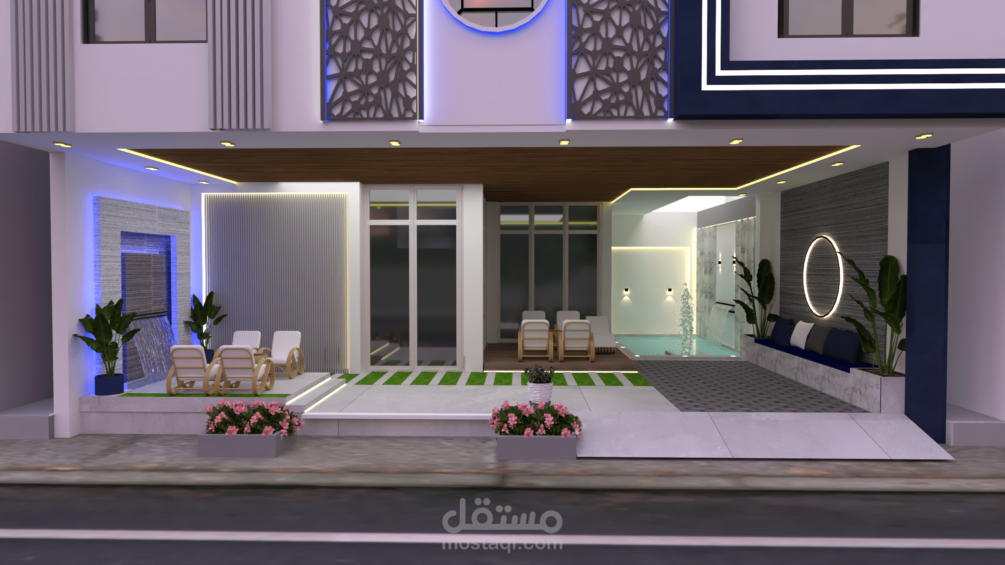 تصميم  واجهات 3d خارجية لفيلا